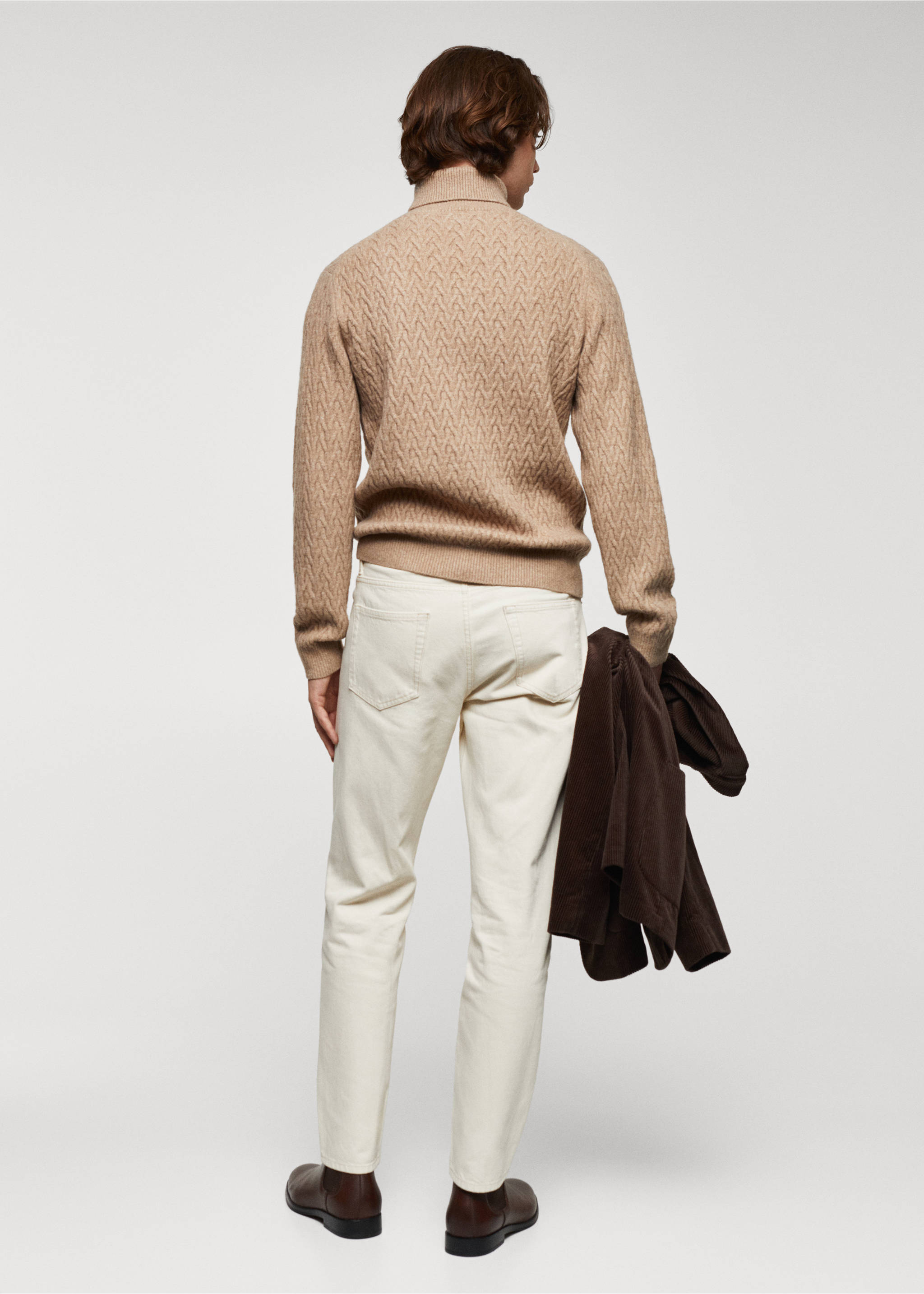 Braided turtleneck sweater - Reverse of the article, Medium Brown. Ref: 67010655-00.