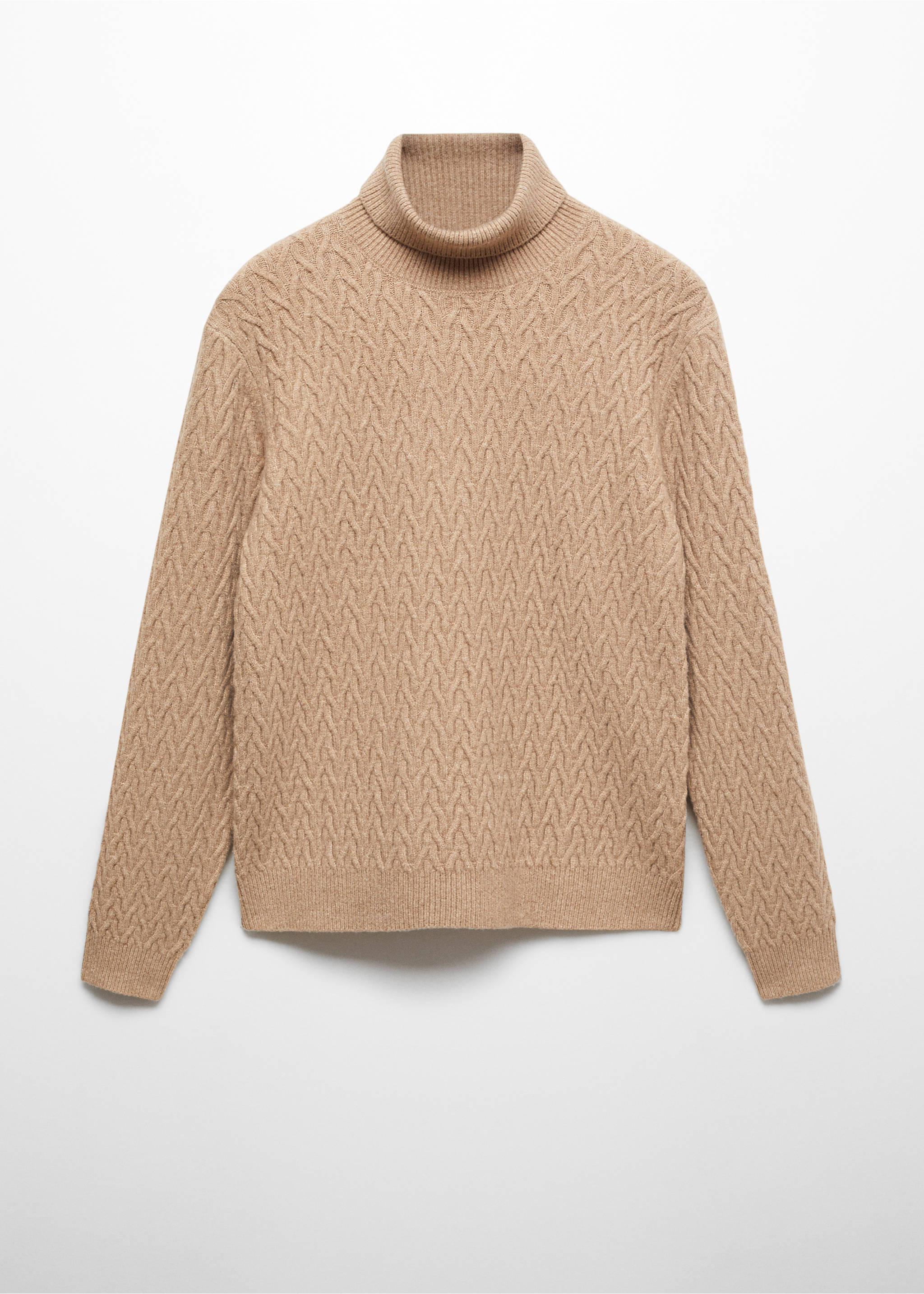 Braided turtleneck sweater - Article without model, Medium Brown. Ref: 67010655-00.
