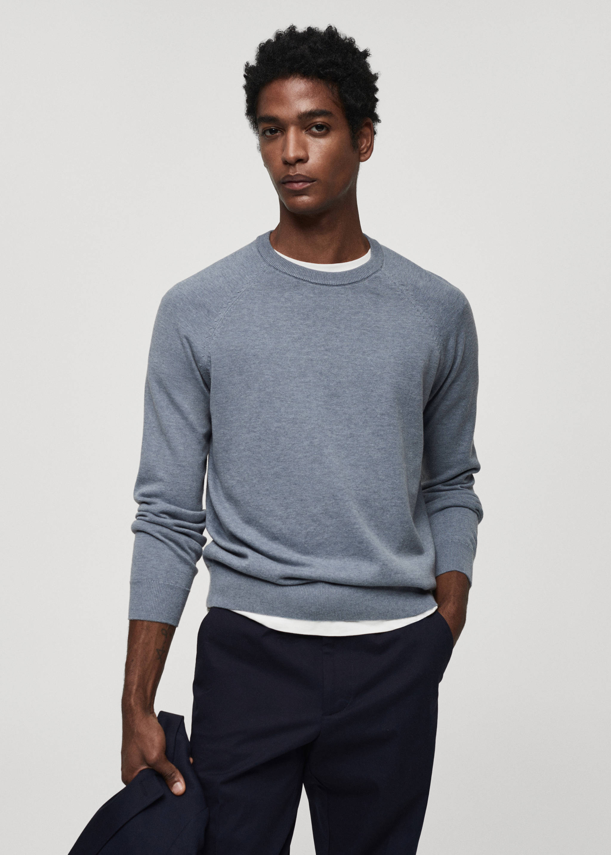 Fine-knit cotton sweater - Medium plane