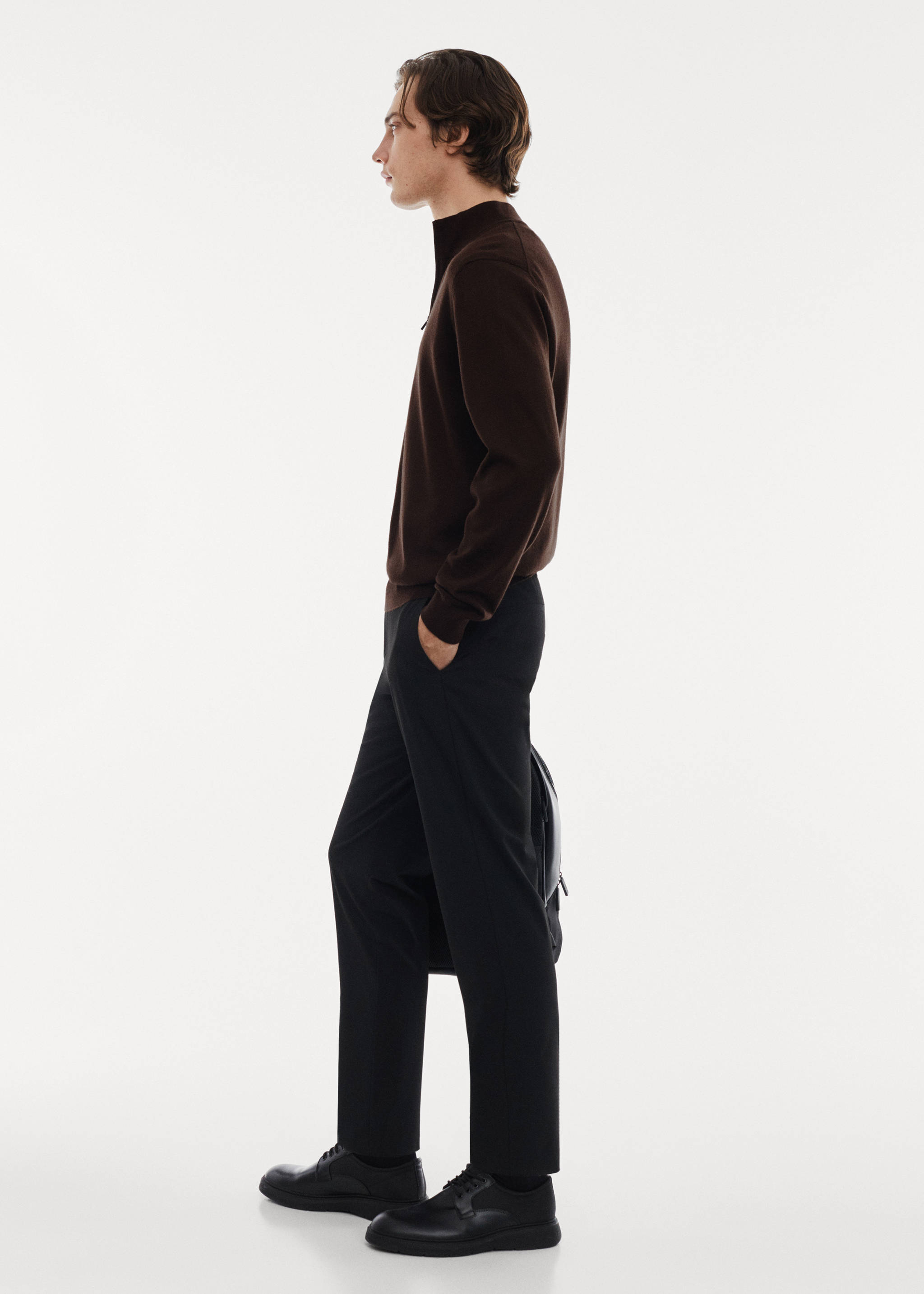 Pulover lână merino 100% guler fermoar - Detaliu al articolului 2