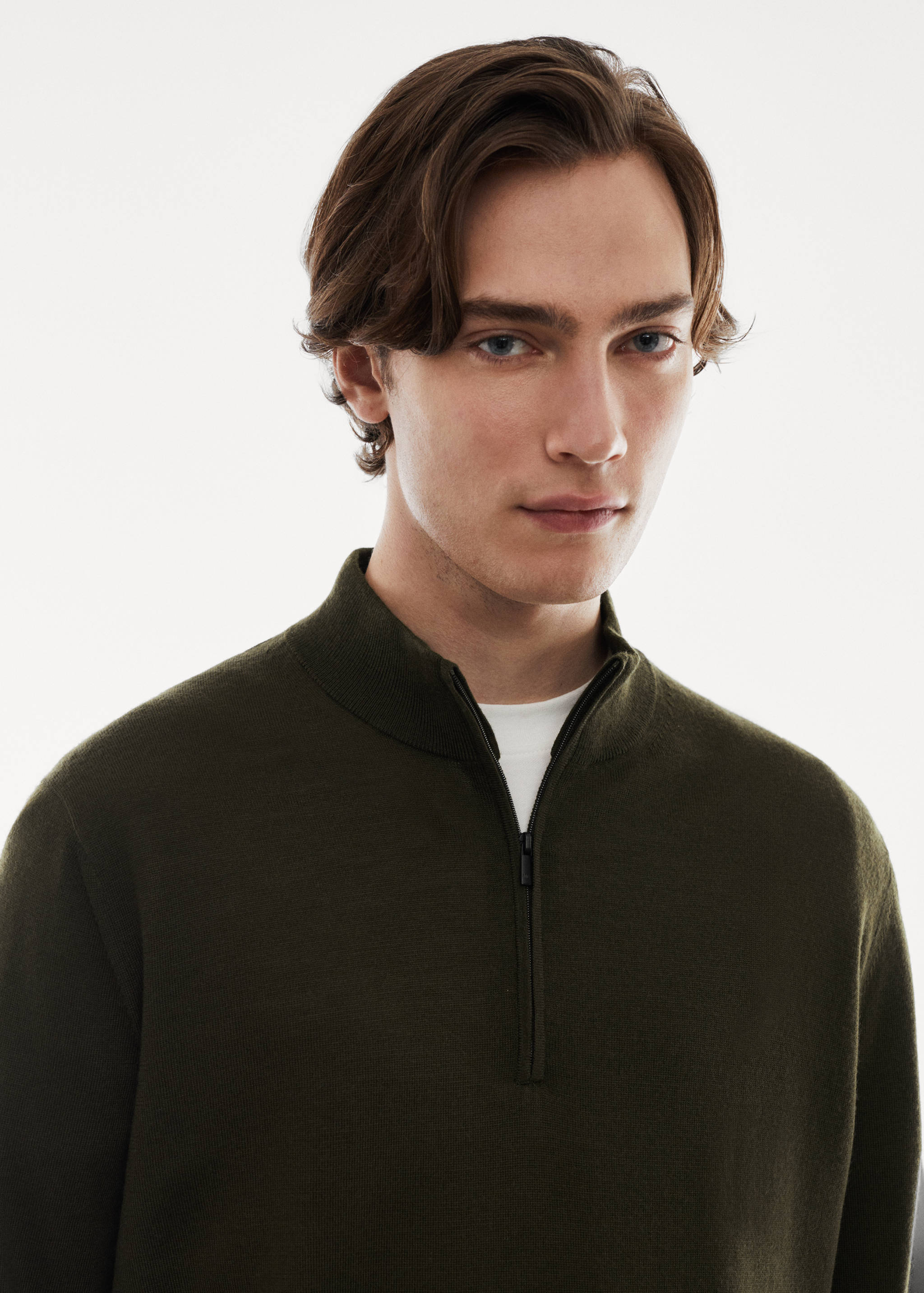 Pullover aus 100 % Merinowolle mit Zip-Kragen - Detail des Artikels 1
