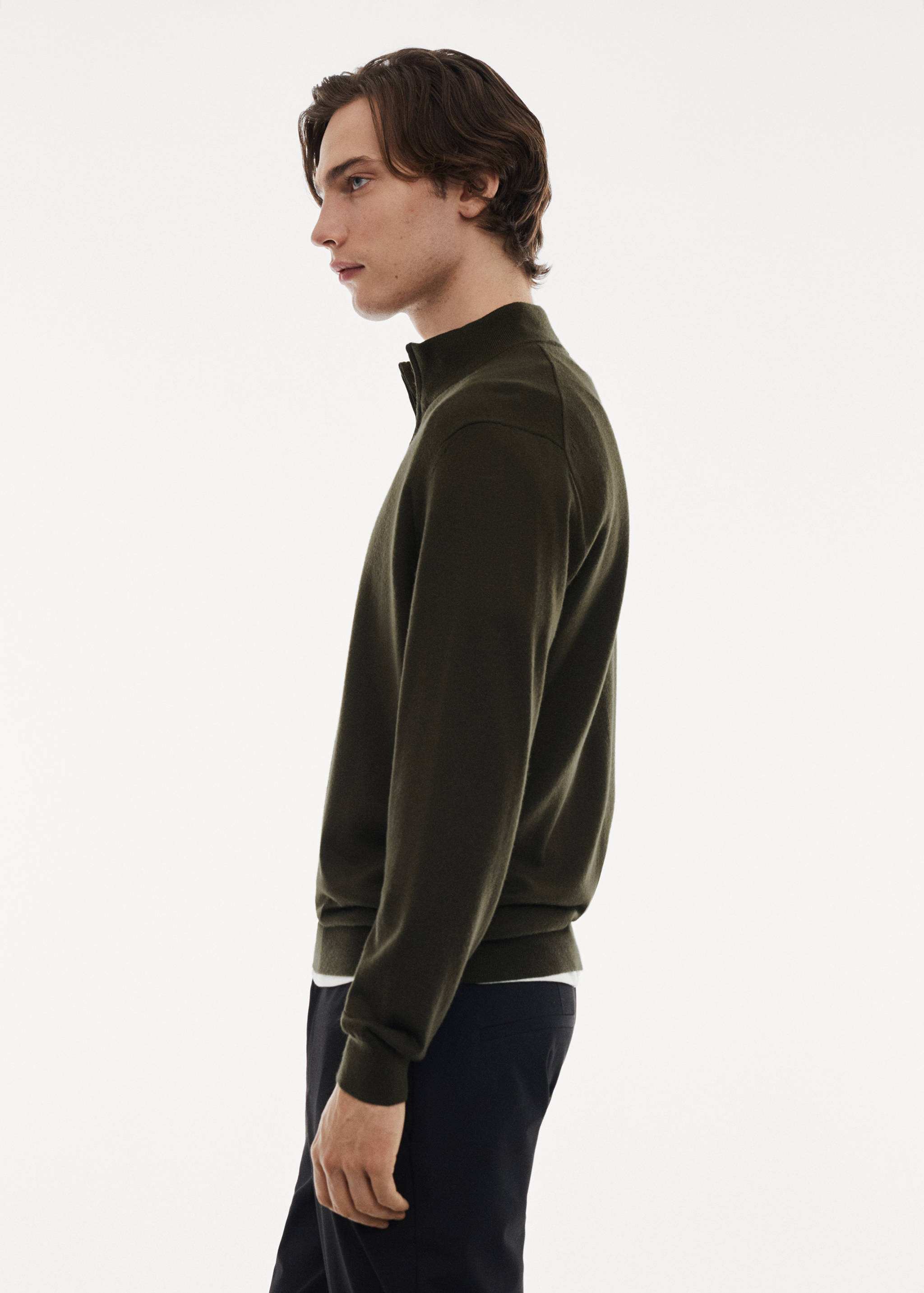 Pullover aus 100 % Merinowolle mit Zip-Kragen - Detail des Artikels 2