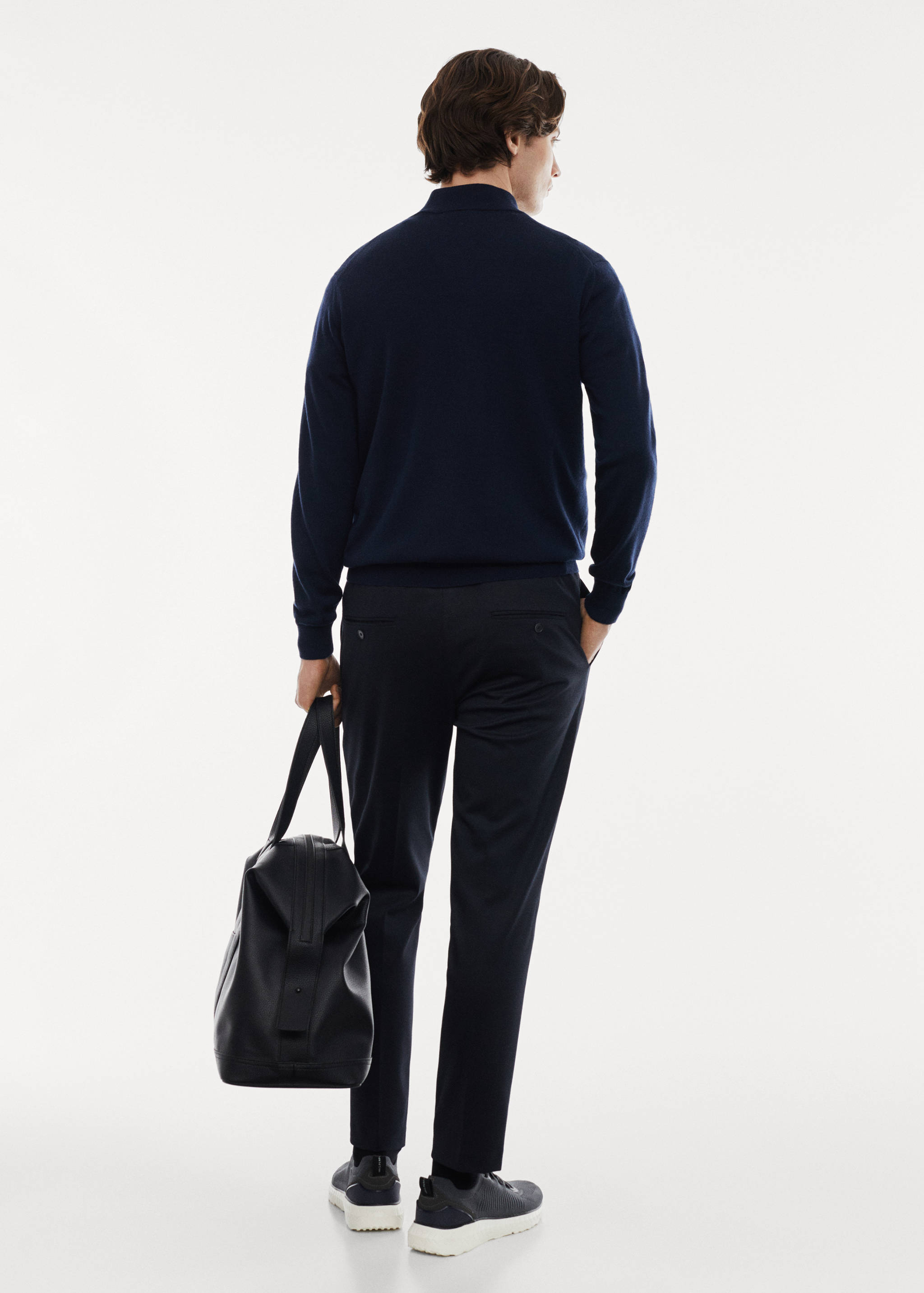 Pullover aus 100 % Merinowolle mit Zip-Kragen - Rückseite des Artikels