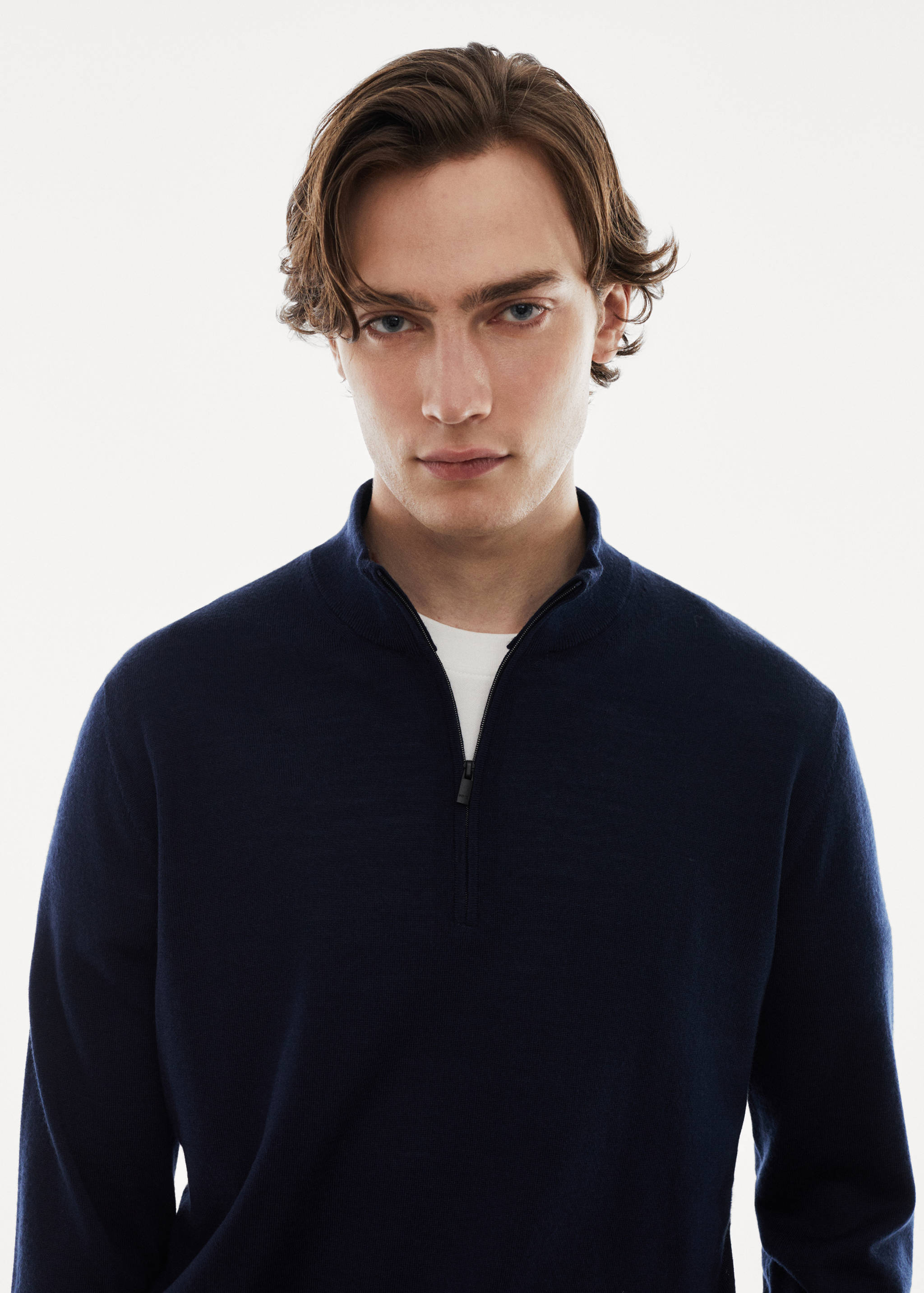Pullover aus 100 % Merinowolle mit Zip-Kragen - Detail des Artikels 1