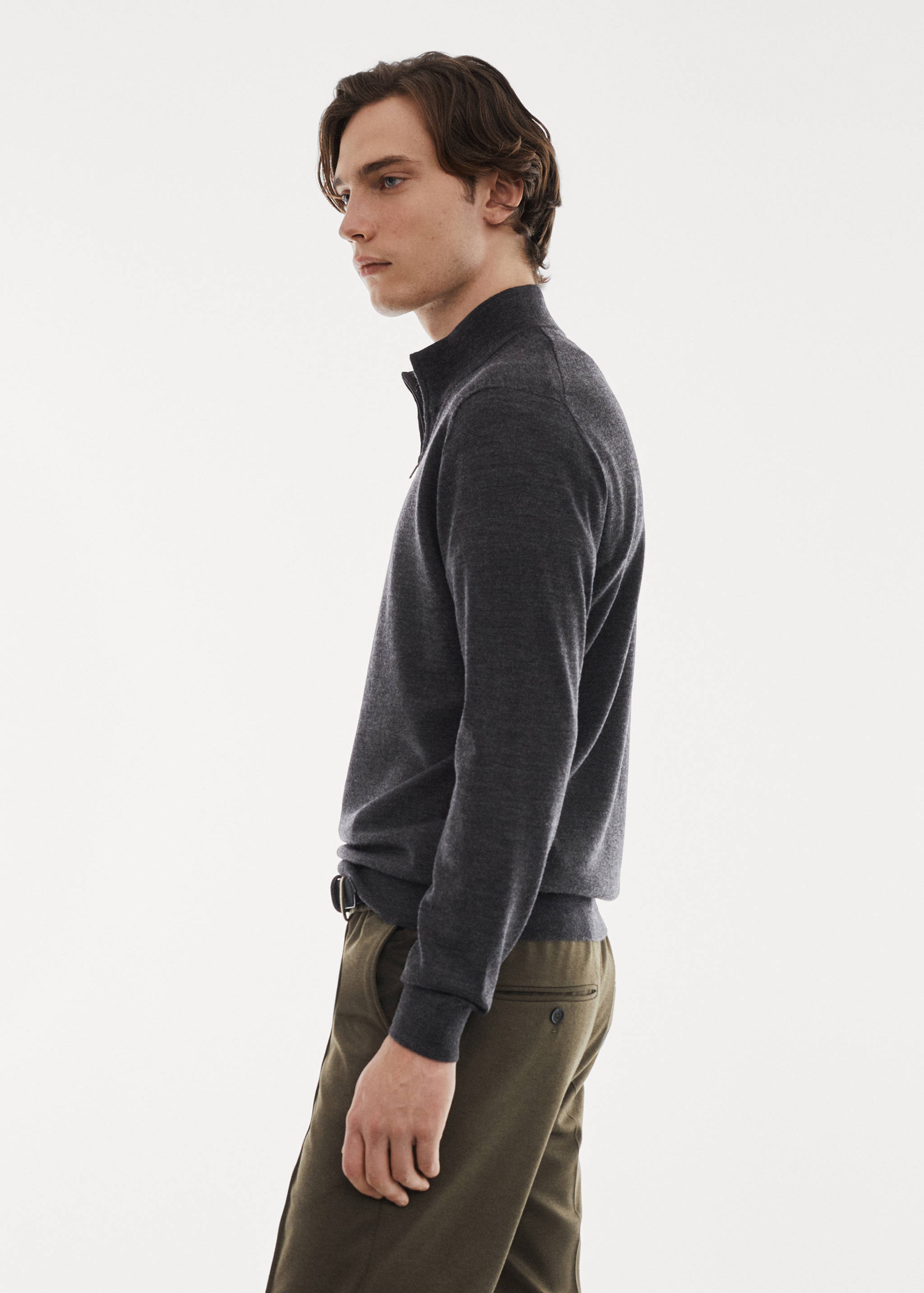 Pullover aus 100 % Merinowolle mit Zip-Kragen - Detail des Artikels 2