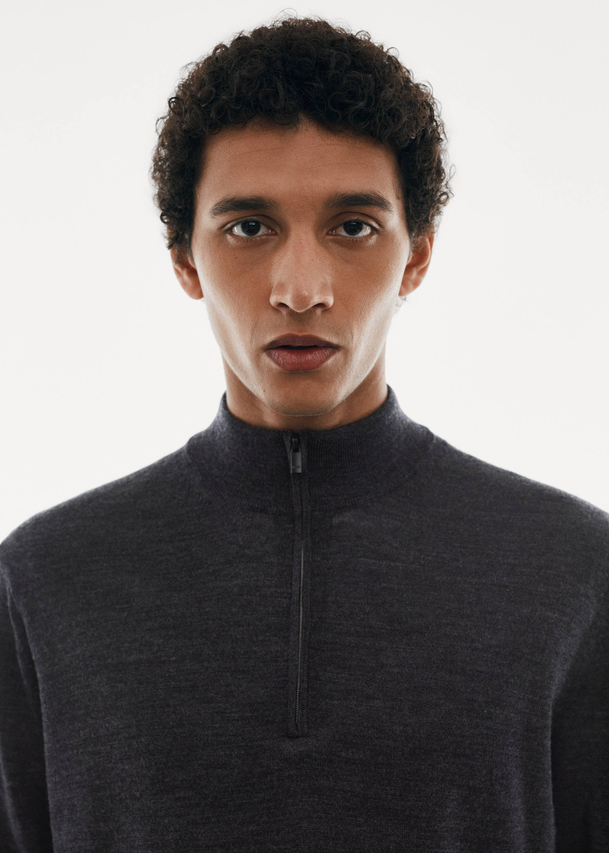 Pullover aus 100 % Merinowolle mit Zip-Kragen - Detail des Artikels 1