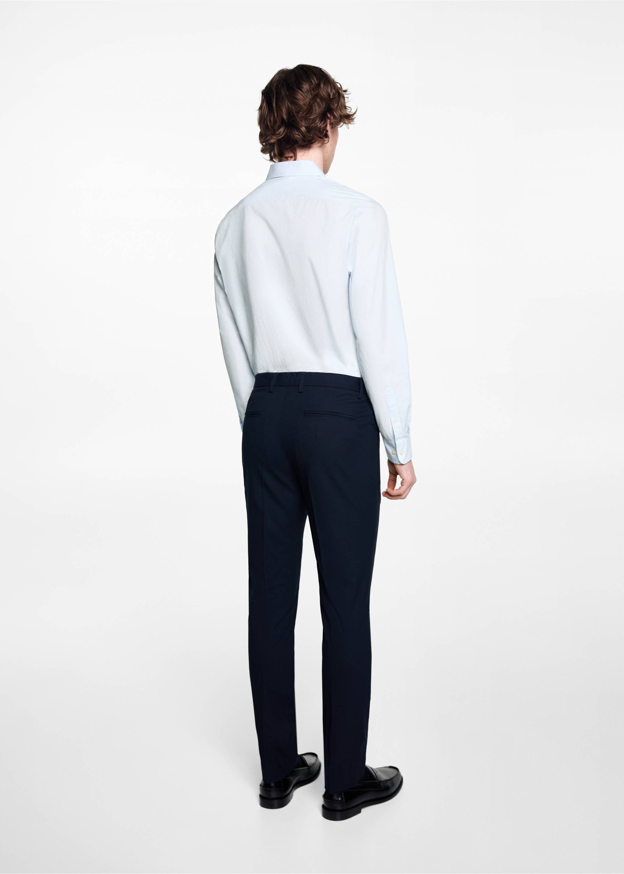 Slim fit suit trousers - Reverse of the article, Dark Navy. Ref: 67010659-00.