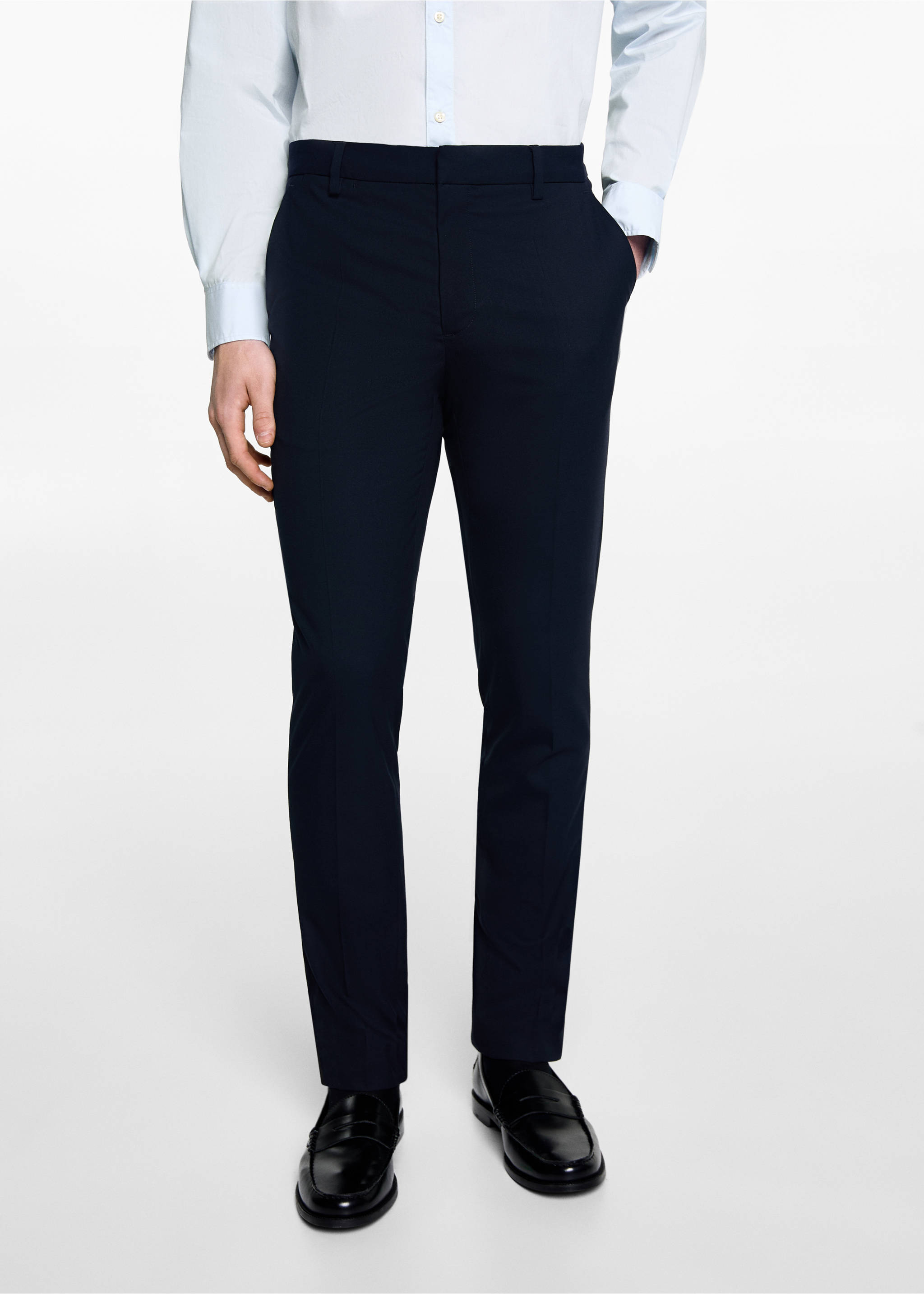 Slim fit suit trousers - Details of the article 1, Dark Navy. Ref: 67010659-00.