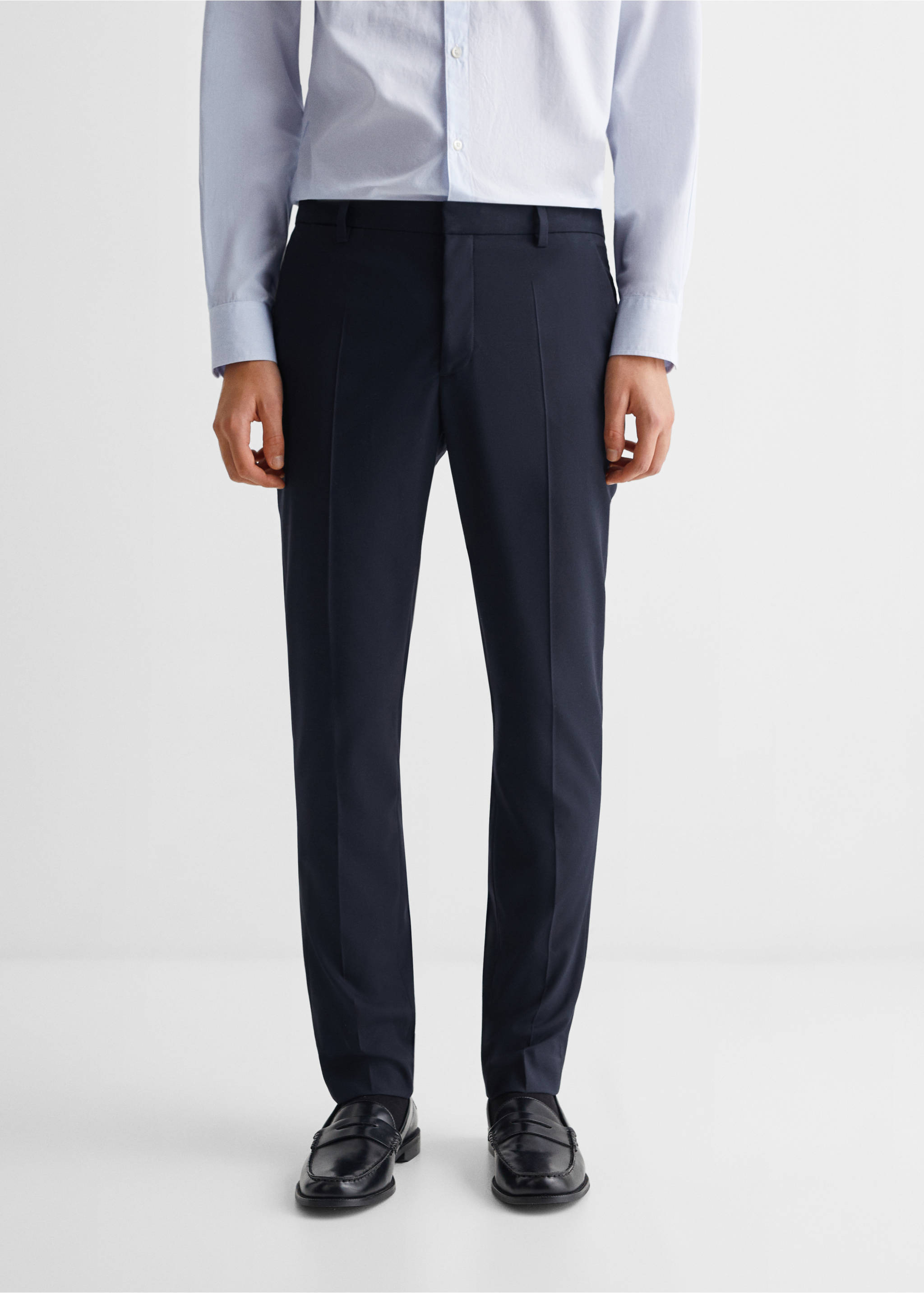 Slim fit suit trousers - Details of the article 6, Dark Navy. Ref: 67010659-00.