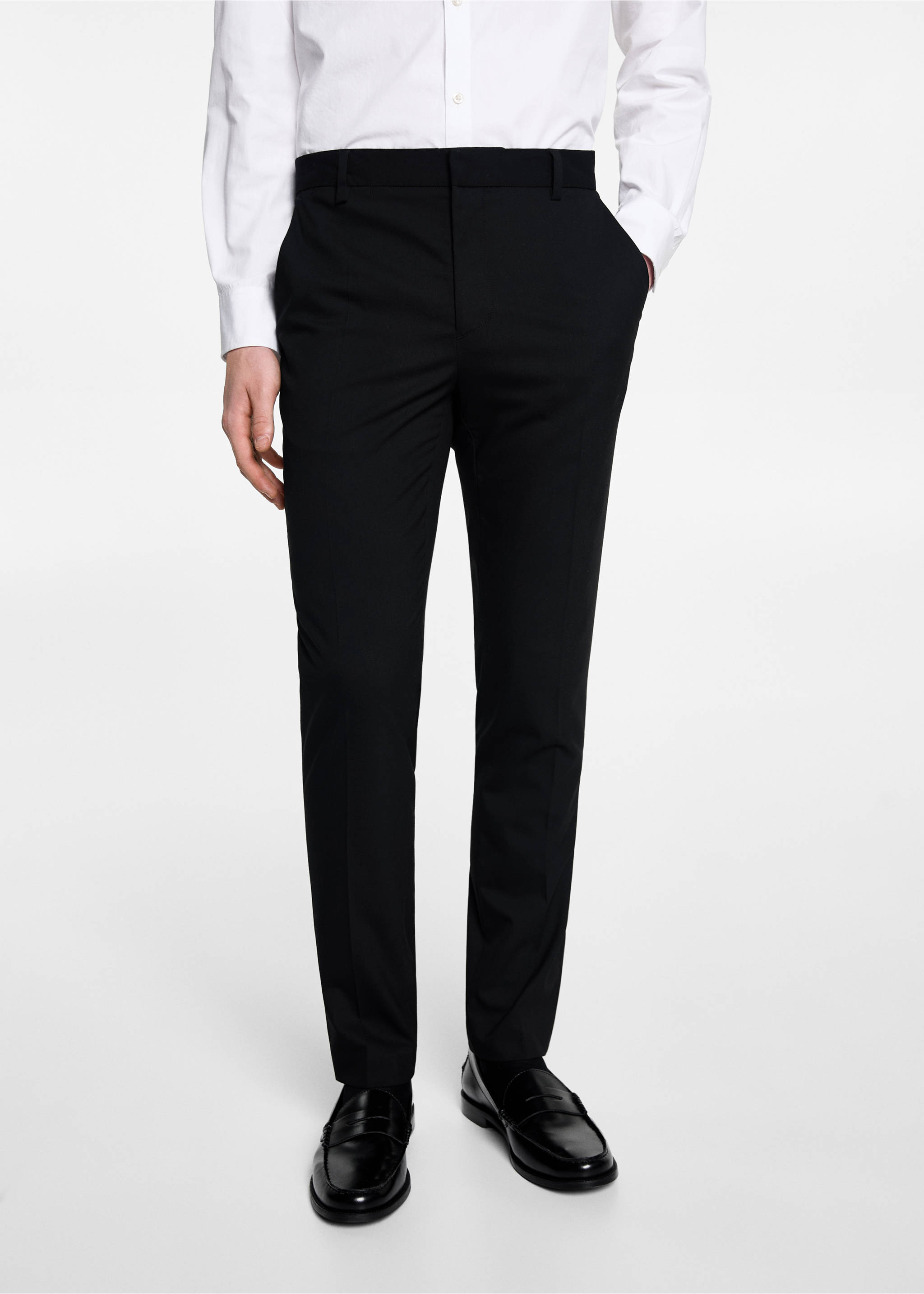 Slim fit suit trousers - Details of the article 6, Black. Ref: 67010659-00.