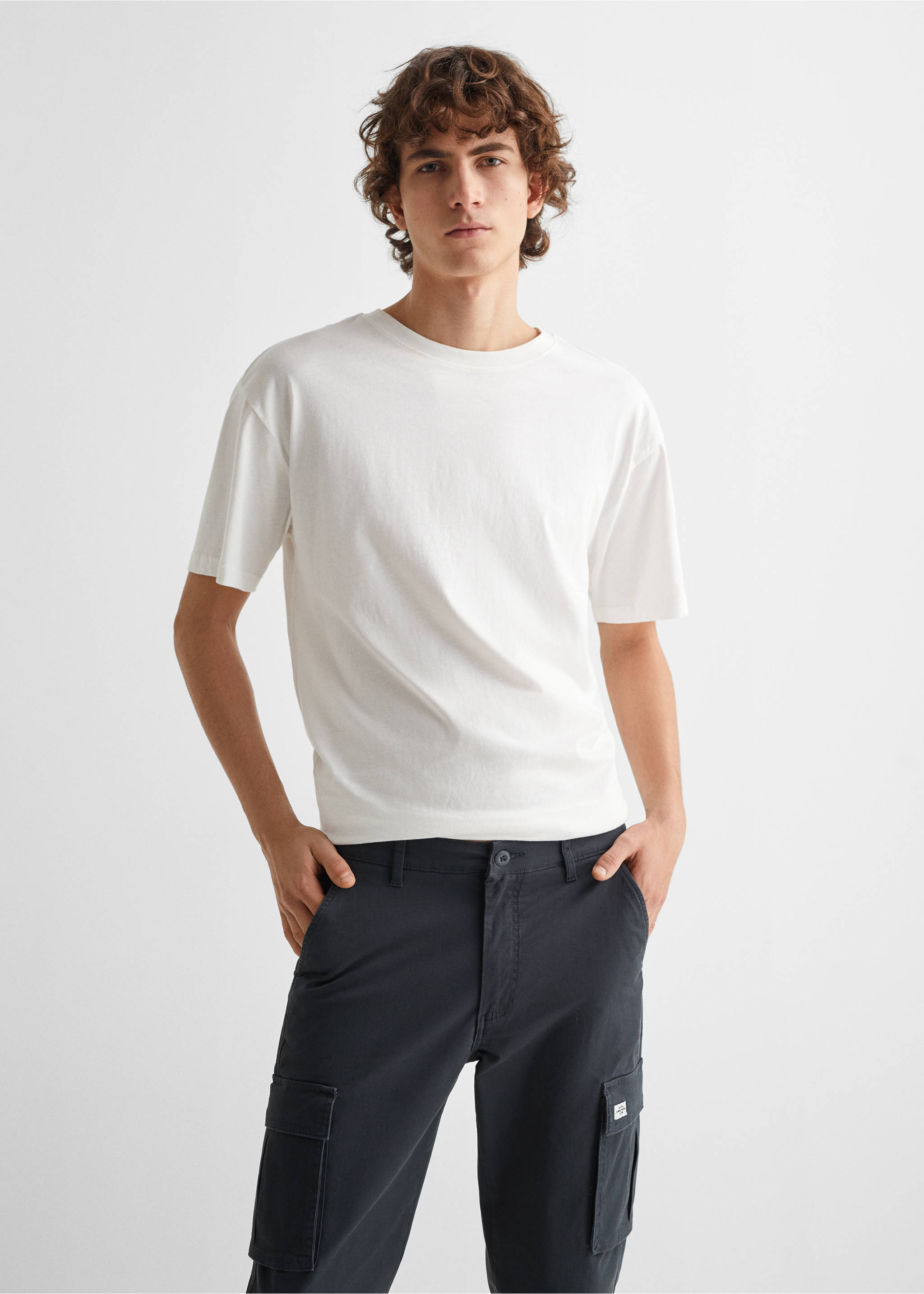Cotton cargo trousers - Medium plane, Dark Navy. Ref: 67010664-00.