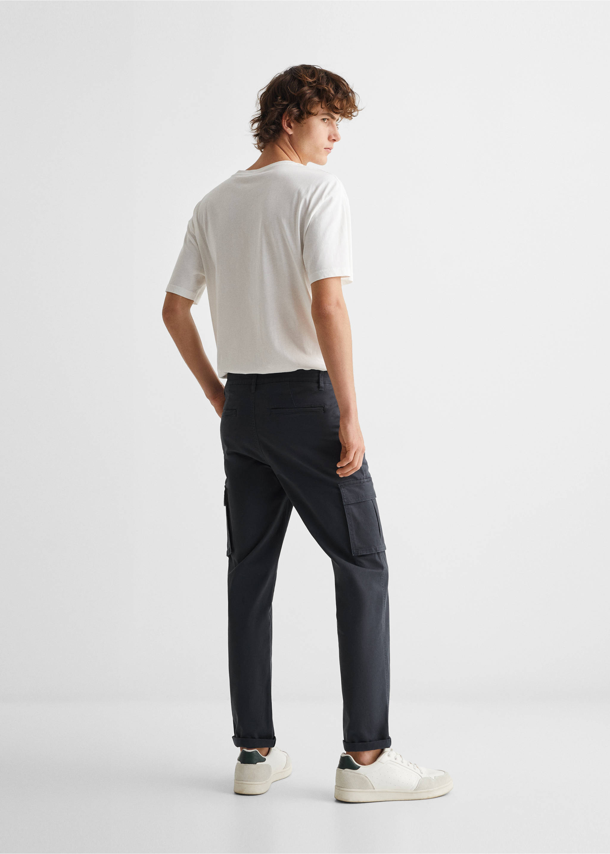 Cotton cargo trousers - Reverse of the article, Dark Navy. Ref: 67010664-00.
