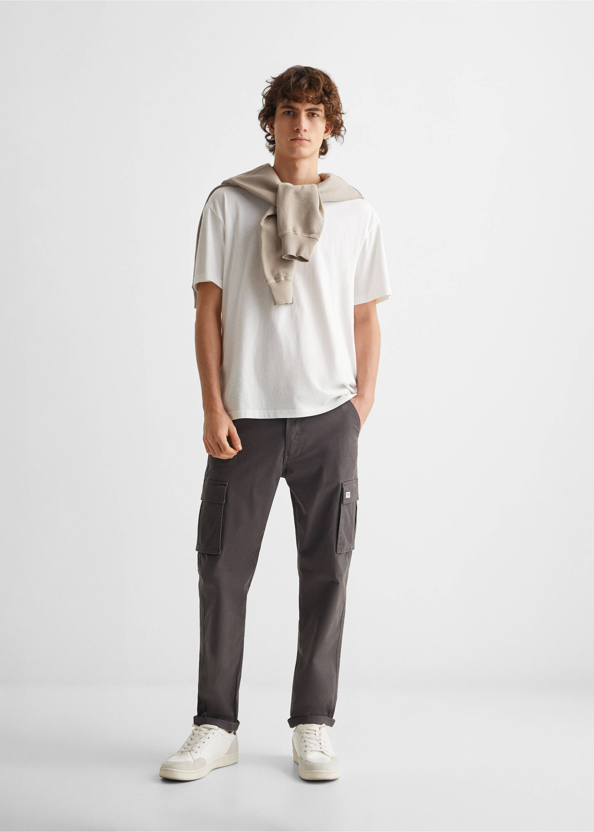 Cotton cargo trousers - General plane, Charcoal. Ref: 67010664-00.