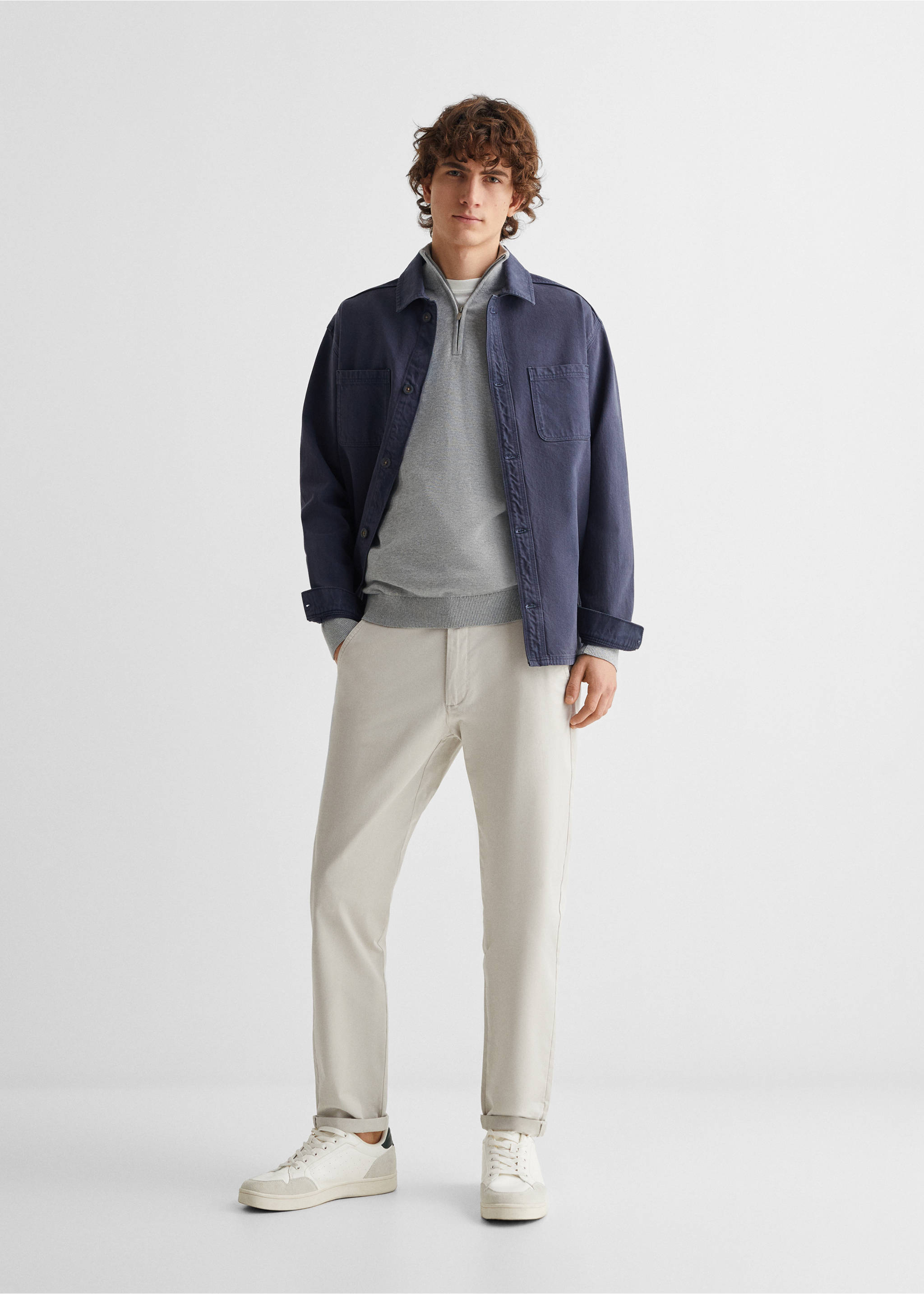 Pullover mit halbhohem Zip-Kragen - Allgemeine Ansicht, Grau. Ref: 67010666-00.