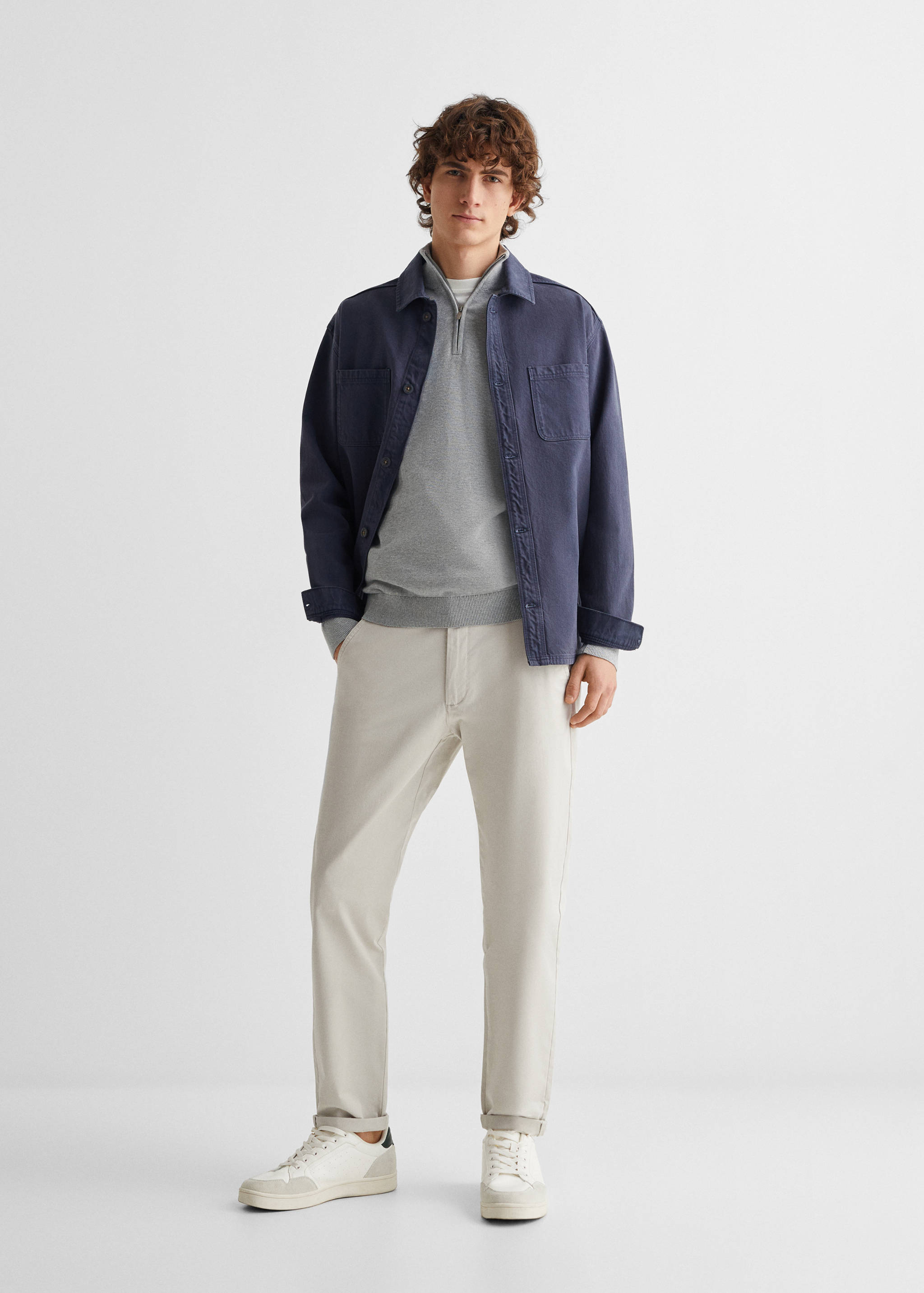 Pullover mit halbhohem Zip-Kragen - Allgemeine Ansicht