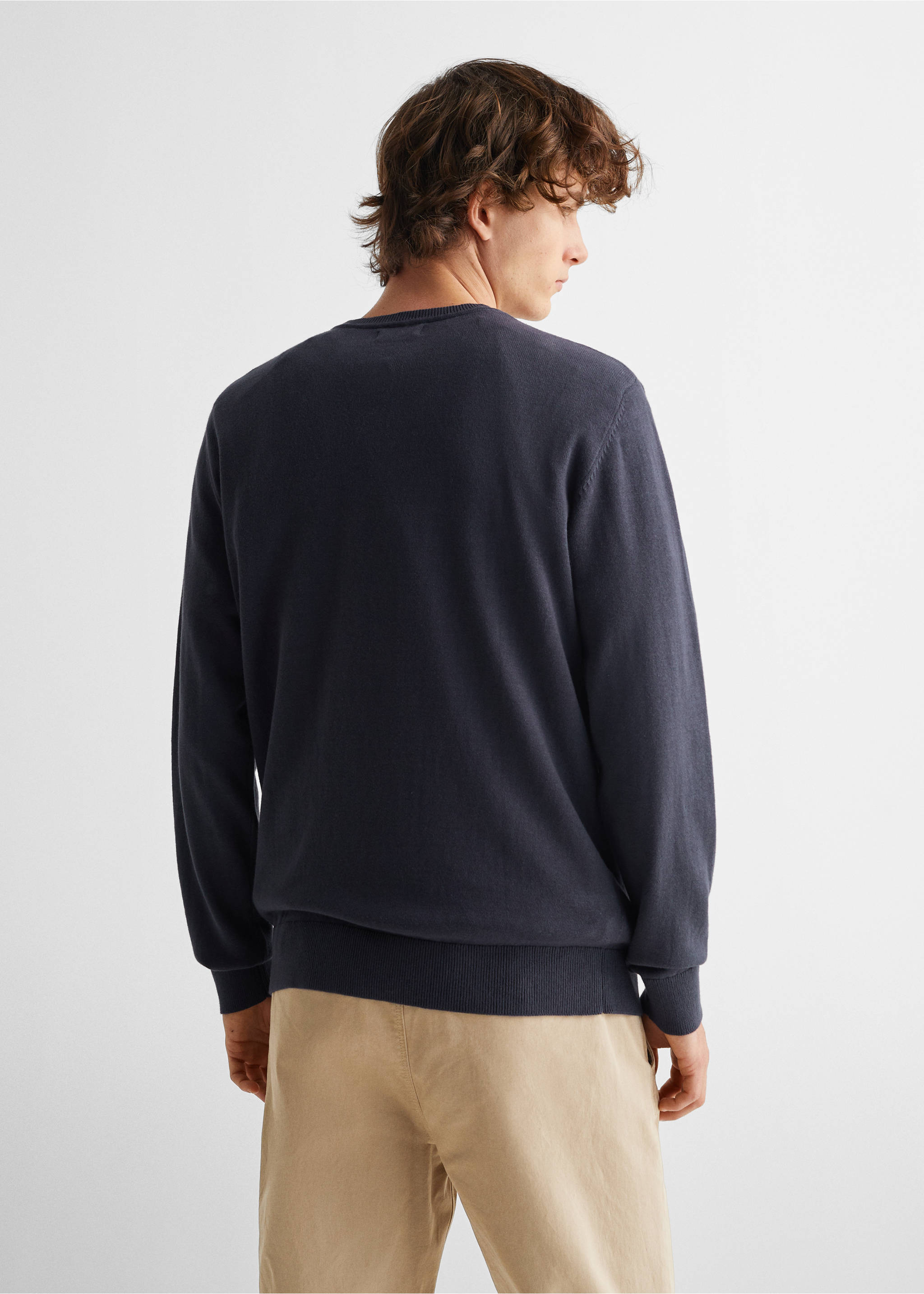 Pull-over jaspé coton - Verso de l’article, Bleu marine foncé. Ref: 67010667-00.