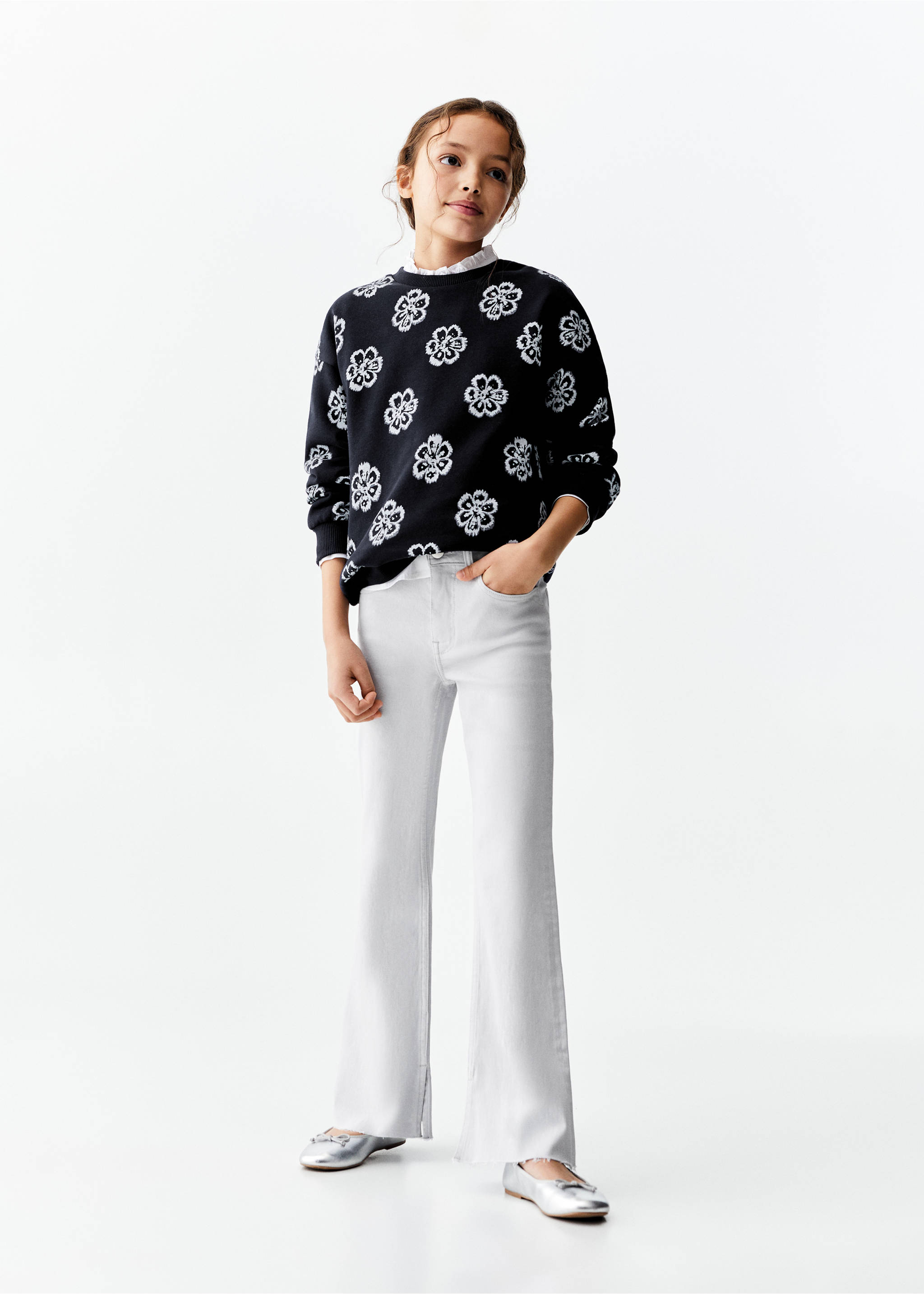 Flared jeans with opening - General plane, Sky Blue. Ref: 67010675-00.