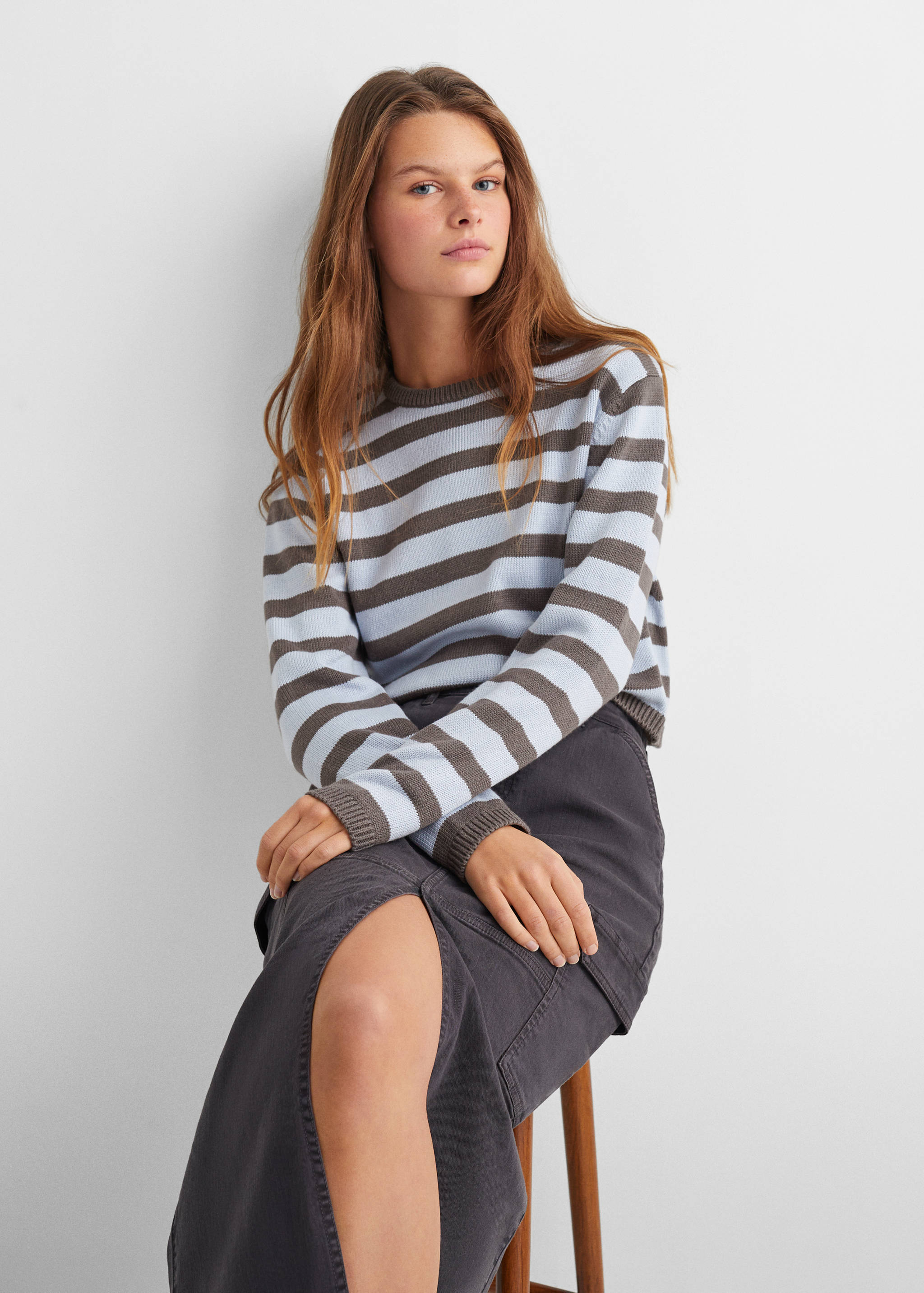 Gestreifter Strickpullover - Mittlere Ansicht