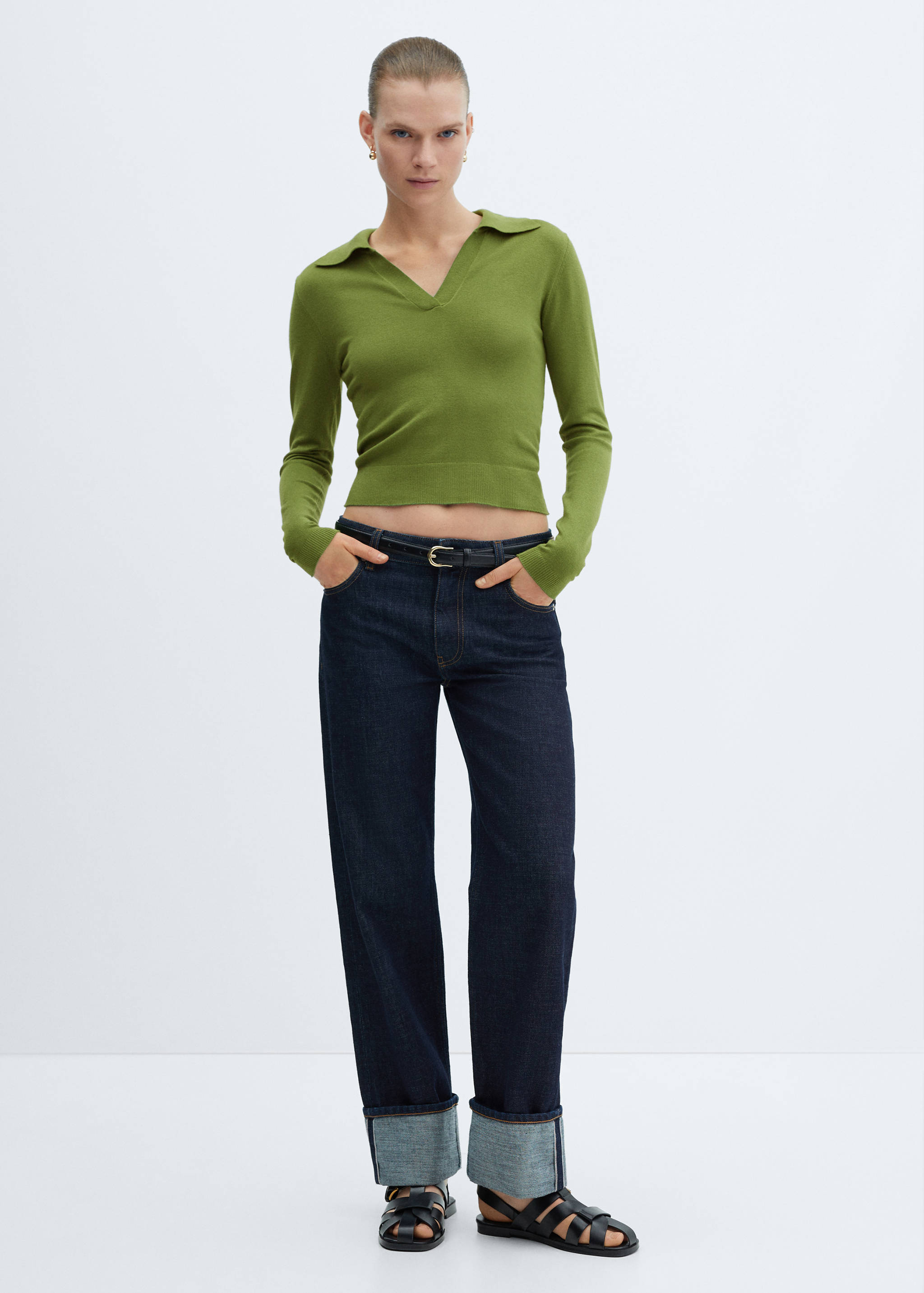 Stickad tröja polokrage - Allmän bild