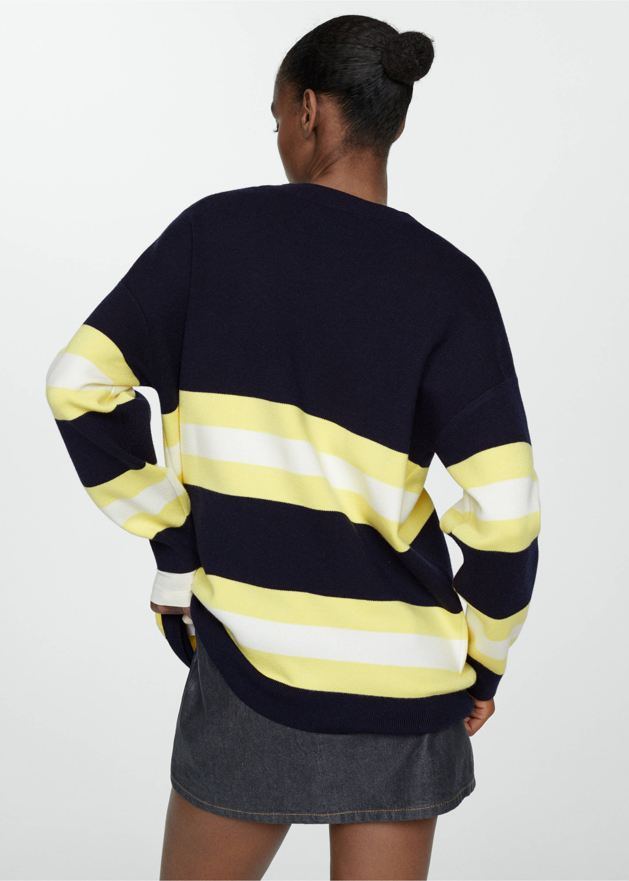 Knit striped sweater - Reverse of the article, Dark Navy. Ref: 67013273-00.