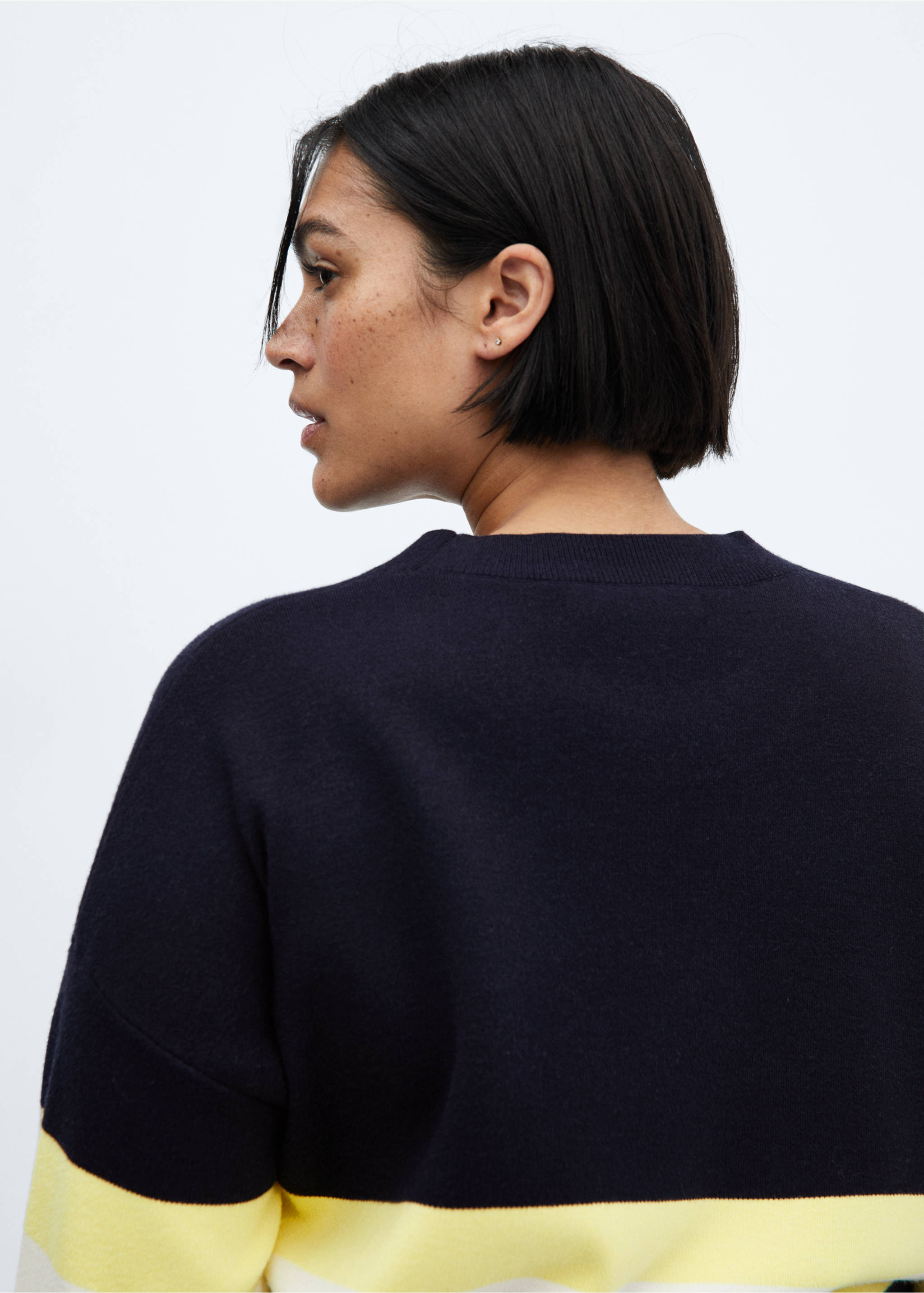 Knit striped sweater - Details of the article 4, Dark Navy. Ref: 67013273-00.