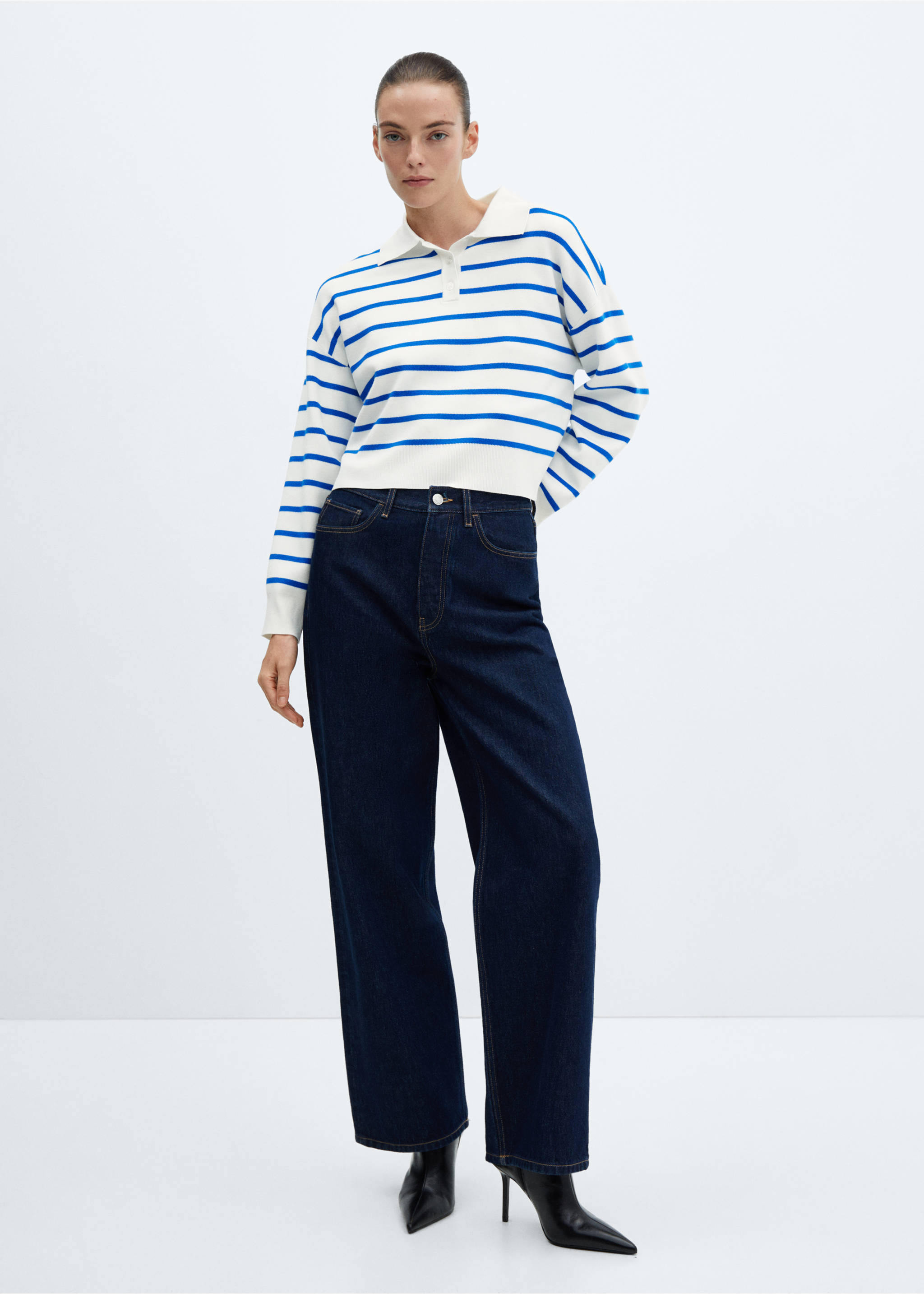 Striped polo-neck sweater - General plane, Vibrant blue. Ref: 67013274-00.