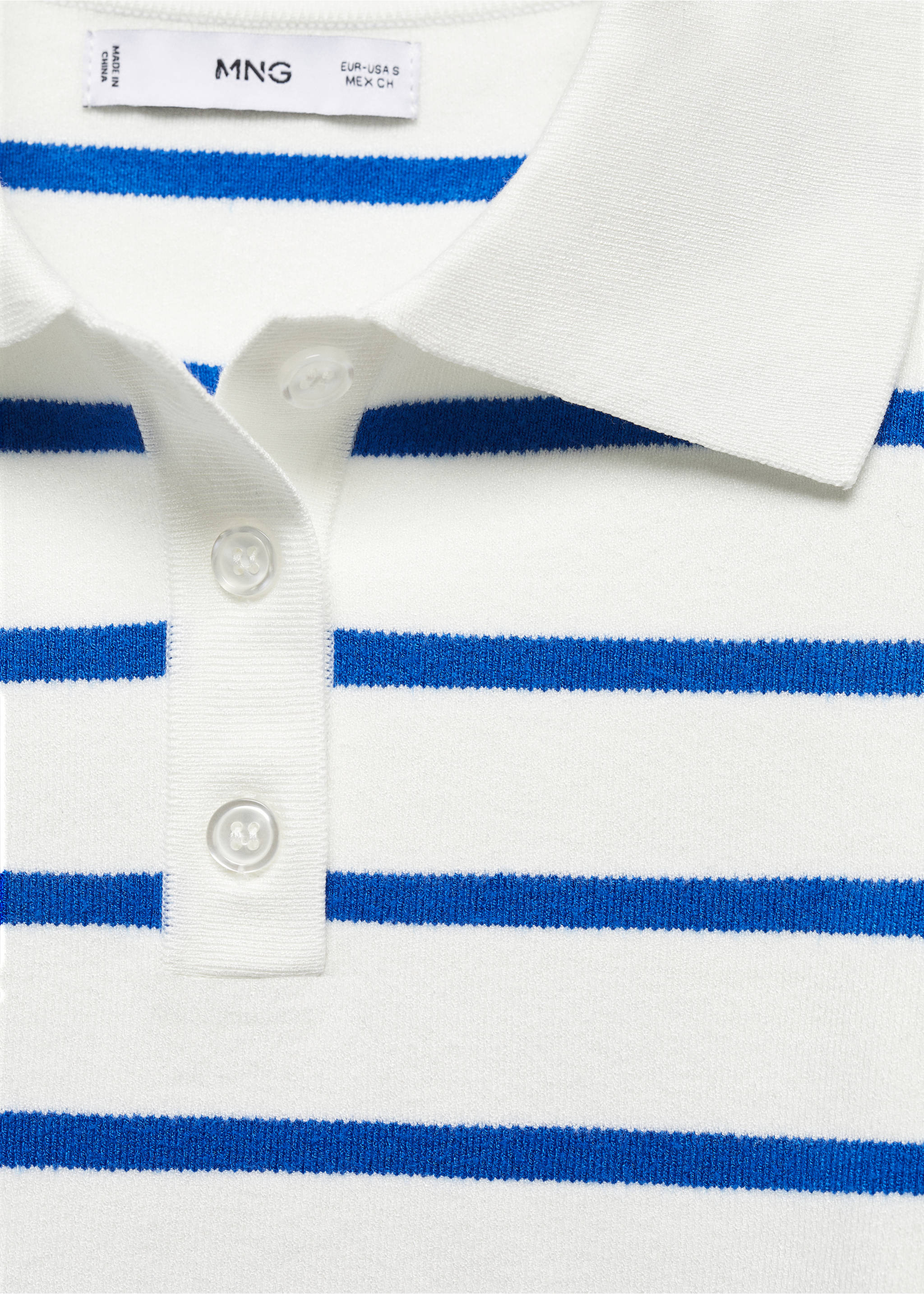 Striped polo-neck sweater - Details of the article 8, Vibrant blue. Ref: 67013274-00.