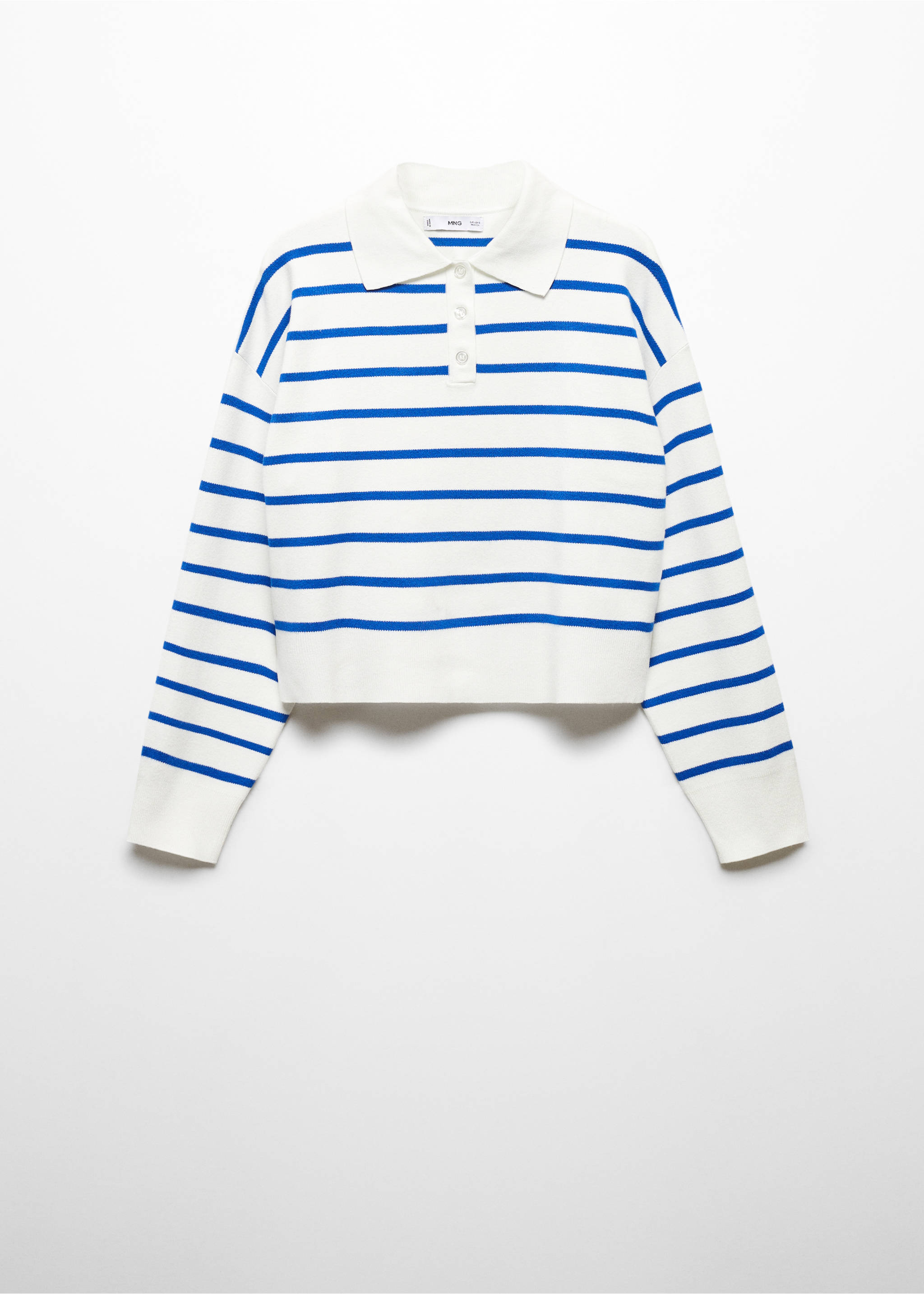 Striped polo-neck sweater - Article without model, Vibrant blue. Ref: 67013274-00.