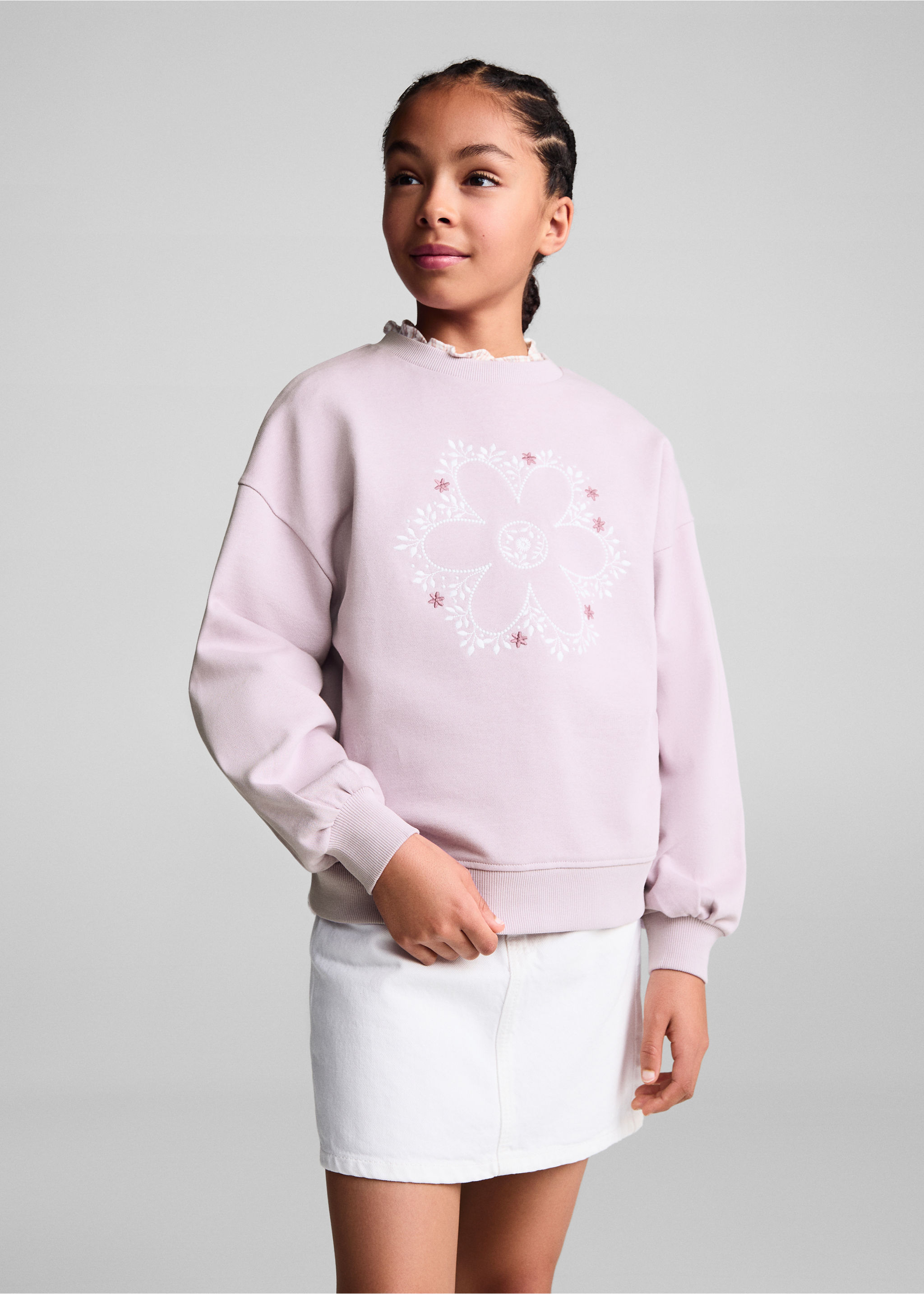 Gemustertes Baumwoll-Sweatshirt - Mittlere Ansicht