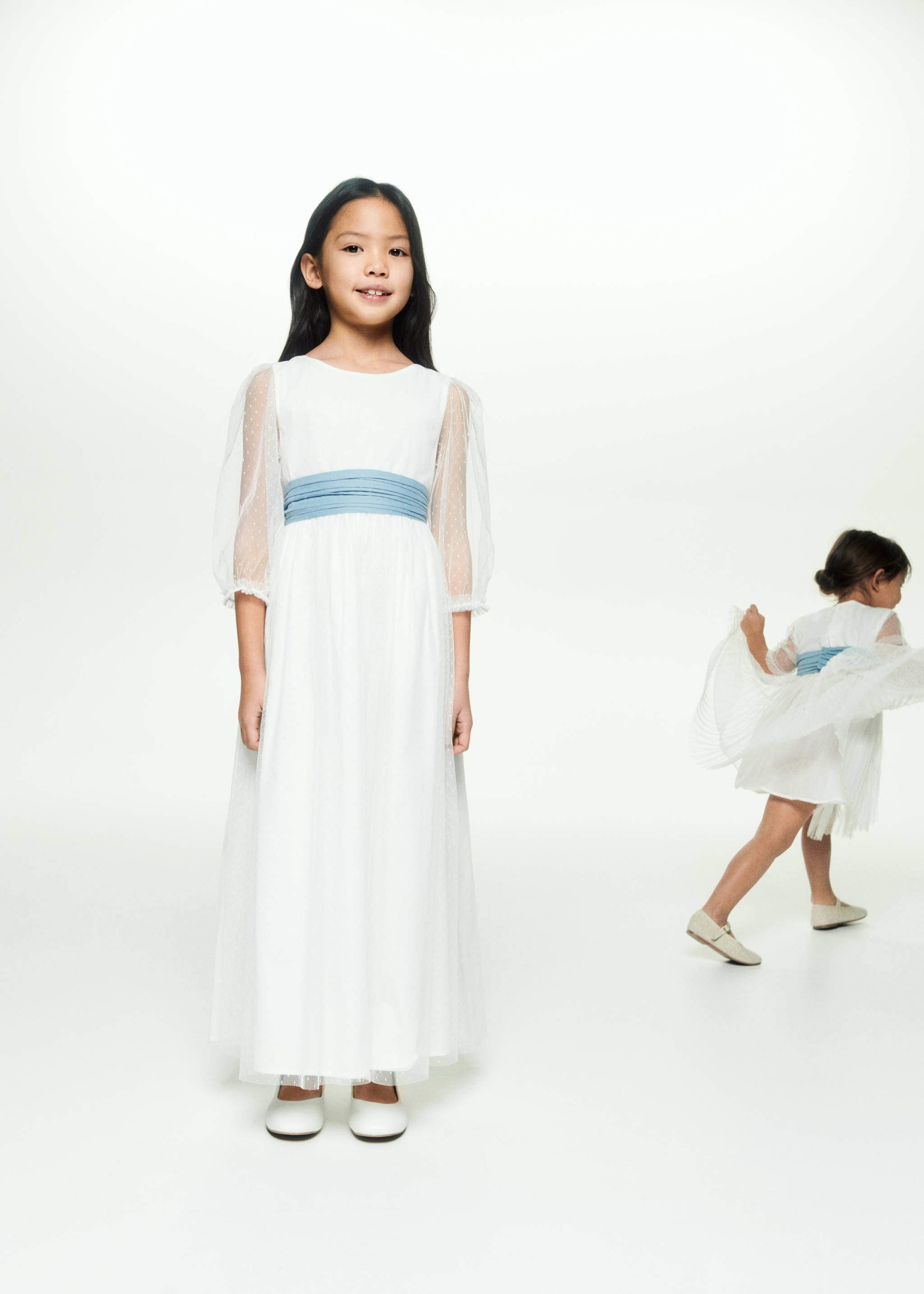 Bow Plumeti dress - Details of the article 6, White. Ref: 67013698-00.