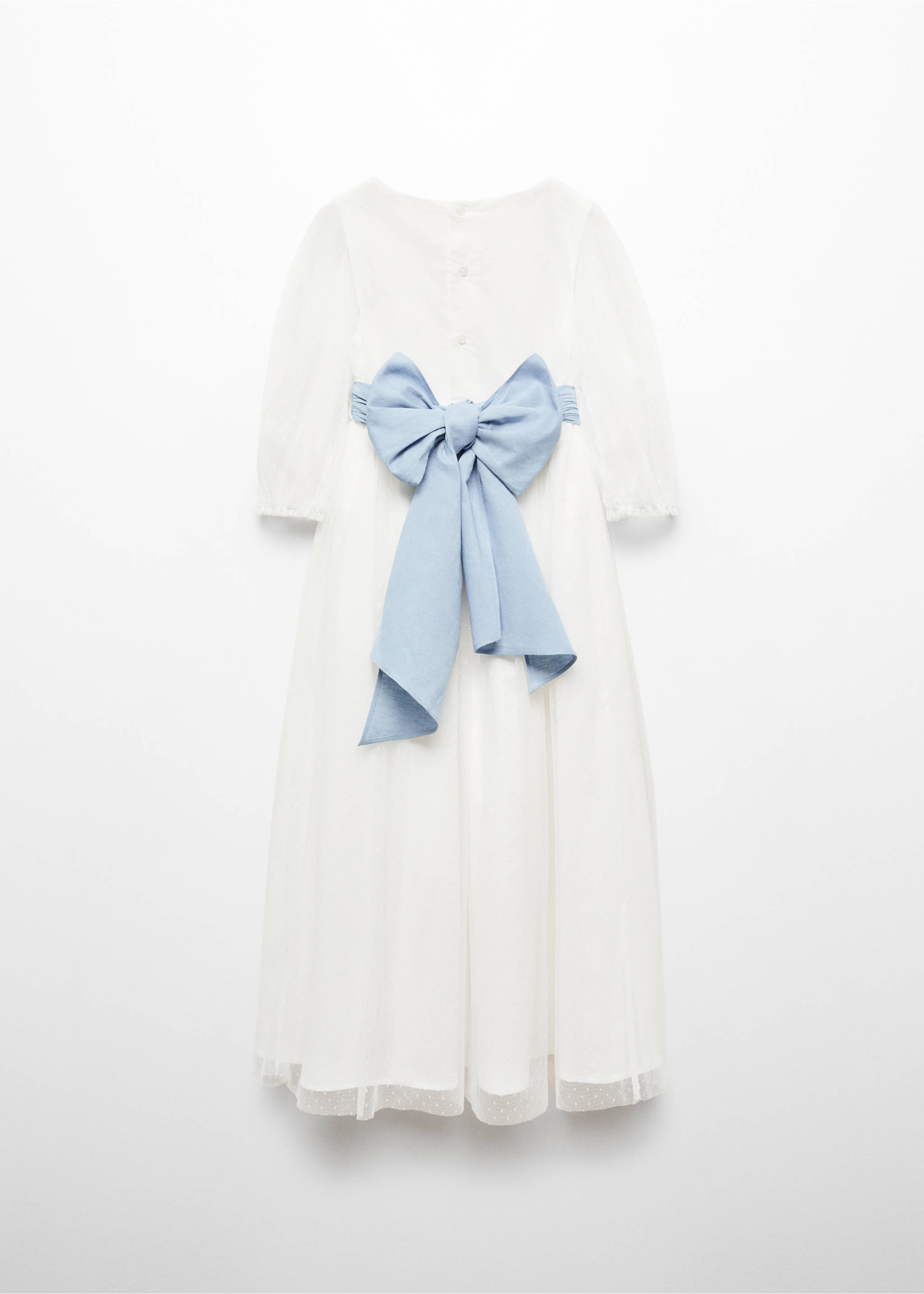 Bow Plumeti dress - Reverse of the article, White. Ref: 67013698-00.