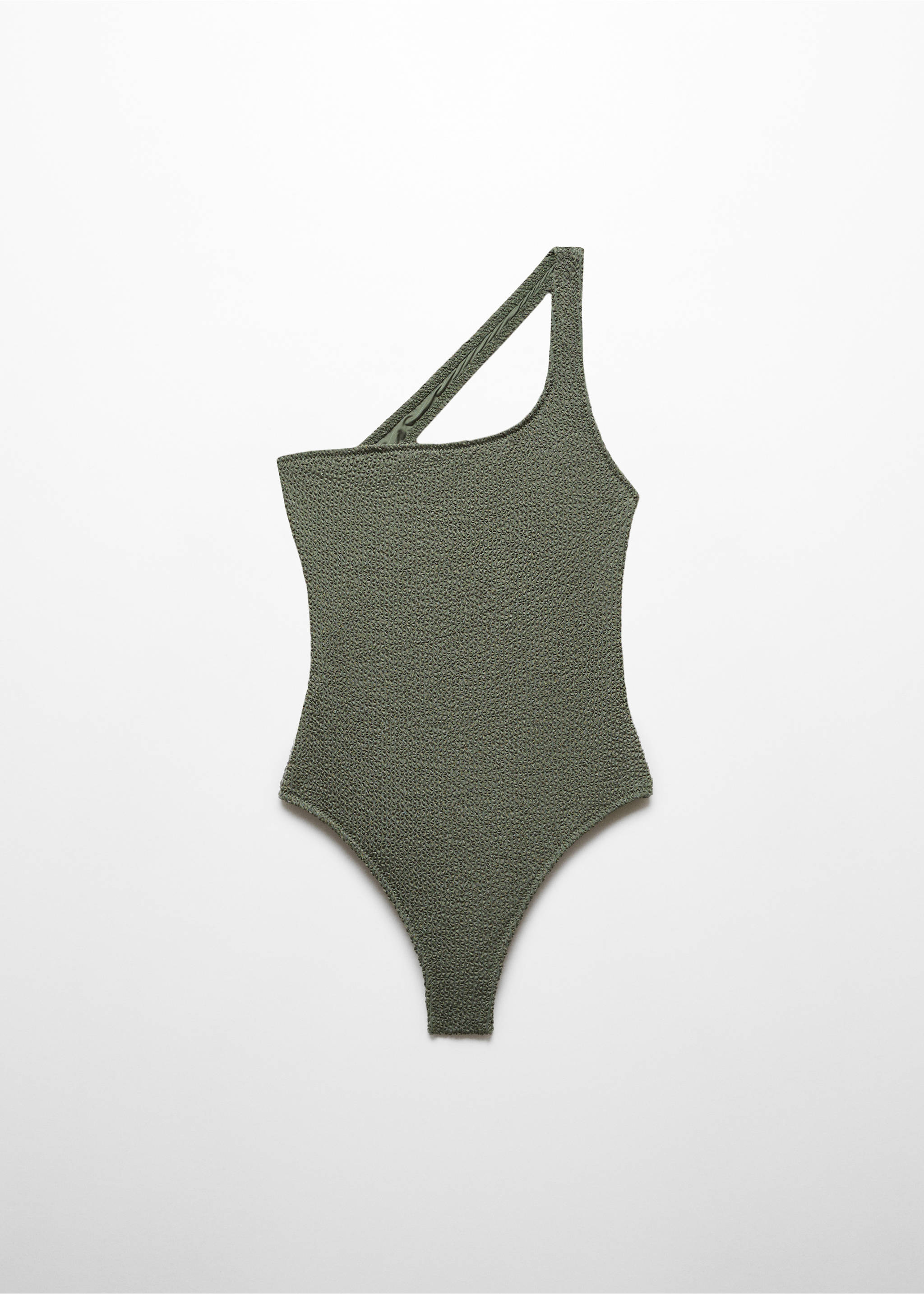Maillot de bain asymétrique texture - Article sans modèle, Olive. Ref: 67014019-00.