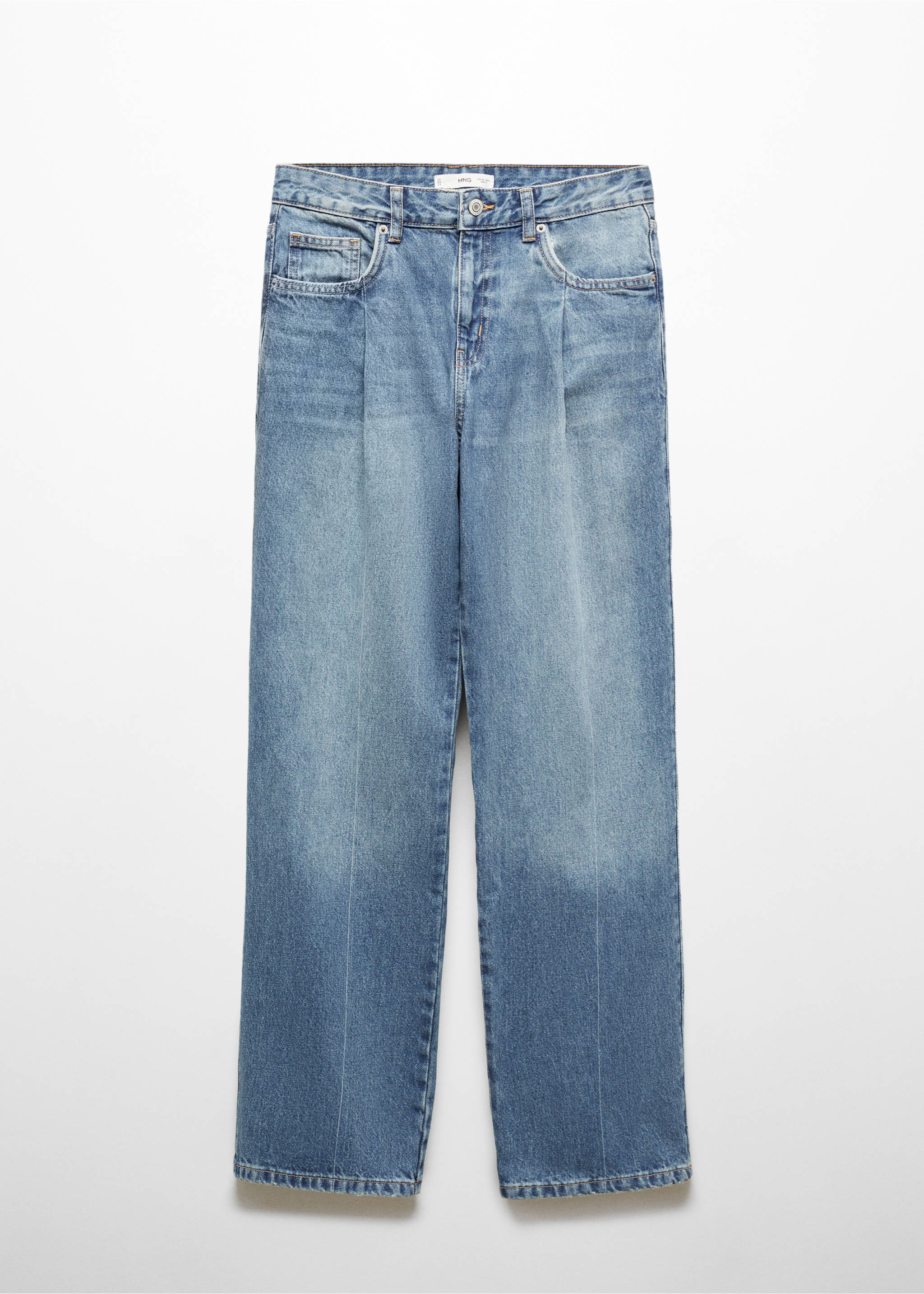 Rette jeans med klypedetaljer - Artikkel uten modell, Halvblå. Ref: 67014028-00.