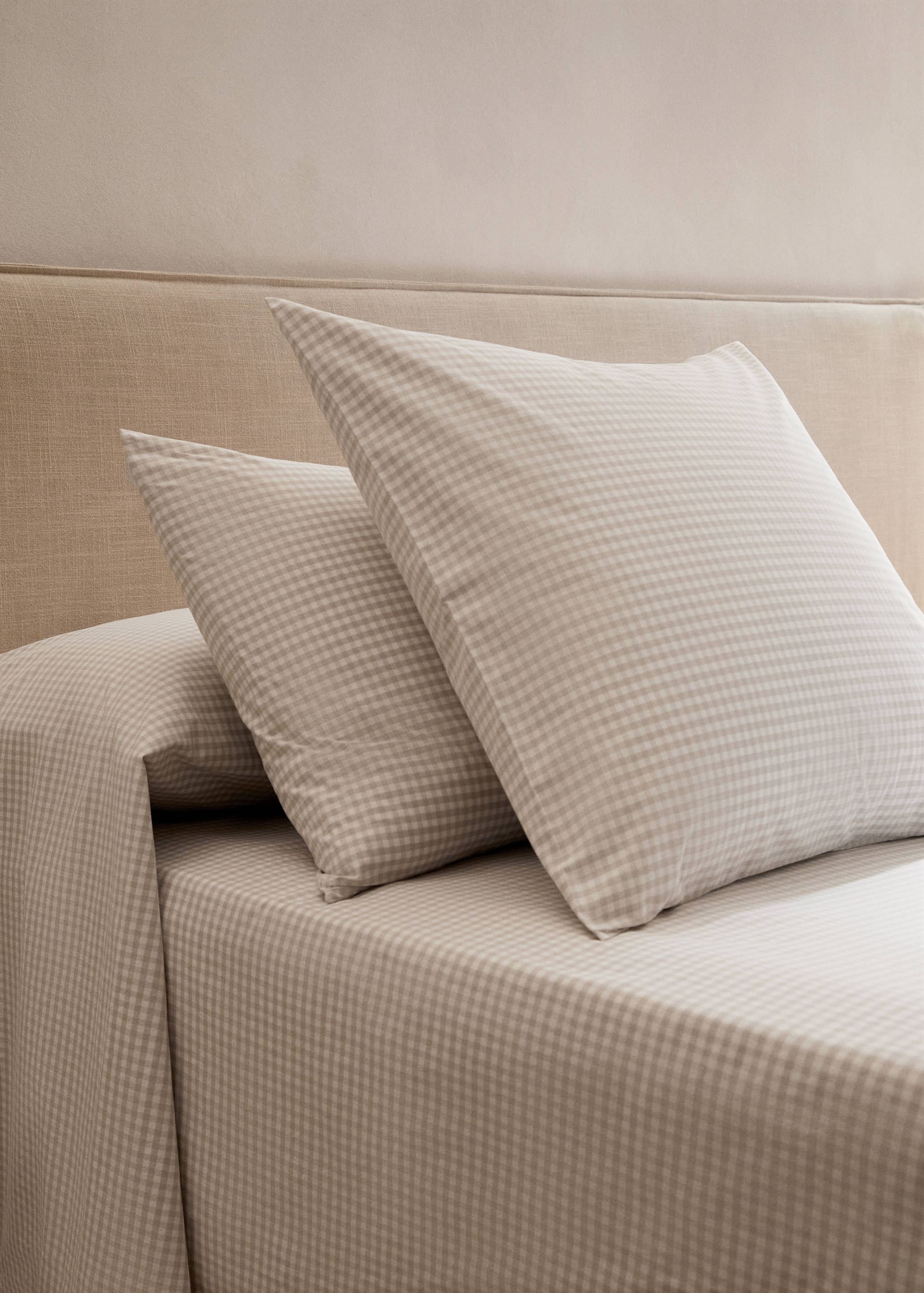 Gingham-check pillow case 60x60cm (Pack de 2) - General plane