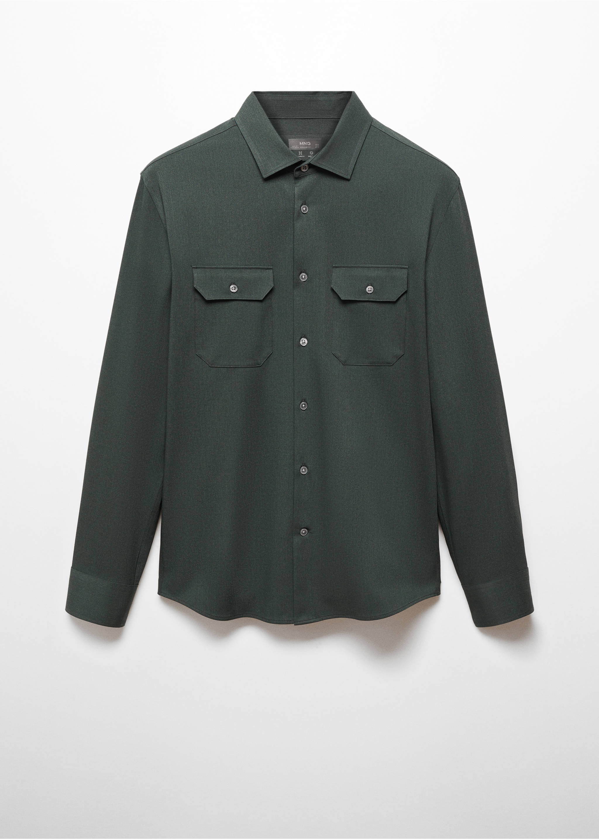 Overshirt mit Taschen aus Comfort-Stretch-Gewebe - Artikel ohne Model, Khaki. Ref: 67014451-00.