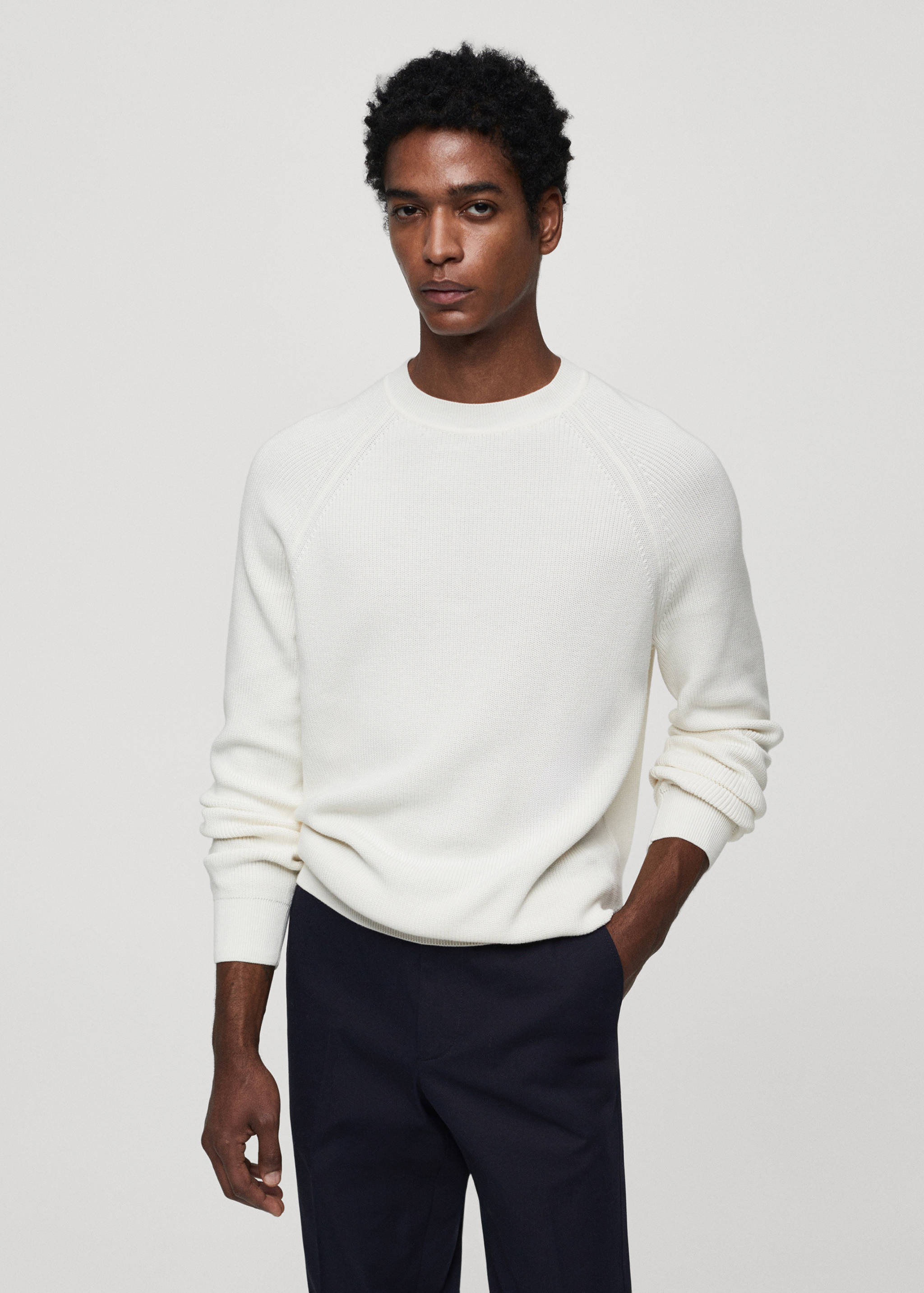 Ribbed round-neck sweater - Medium plane