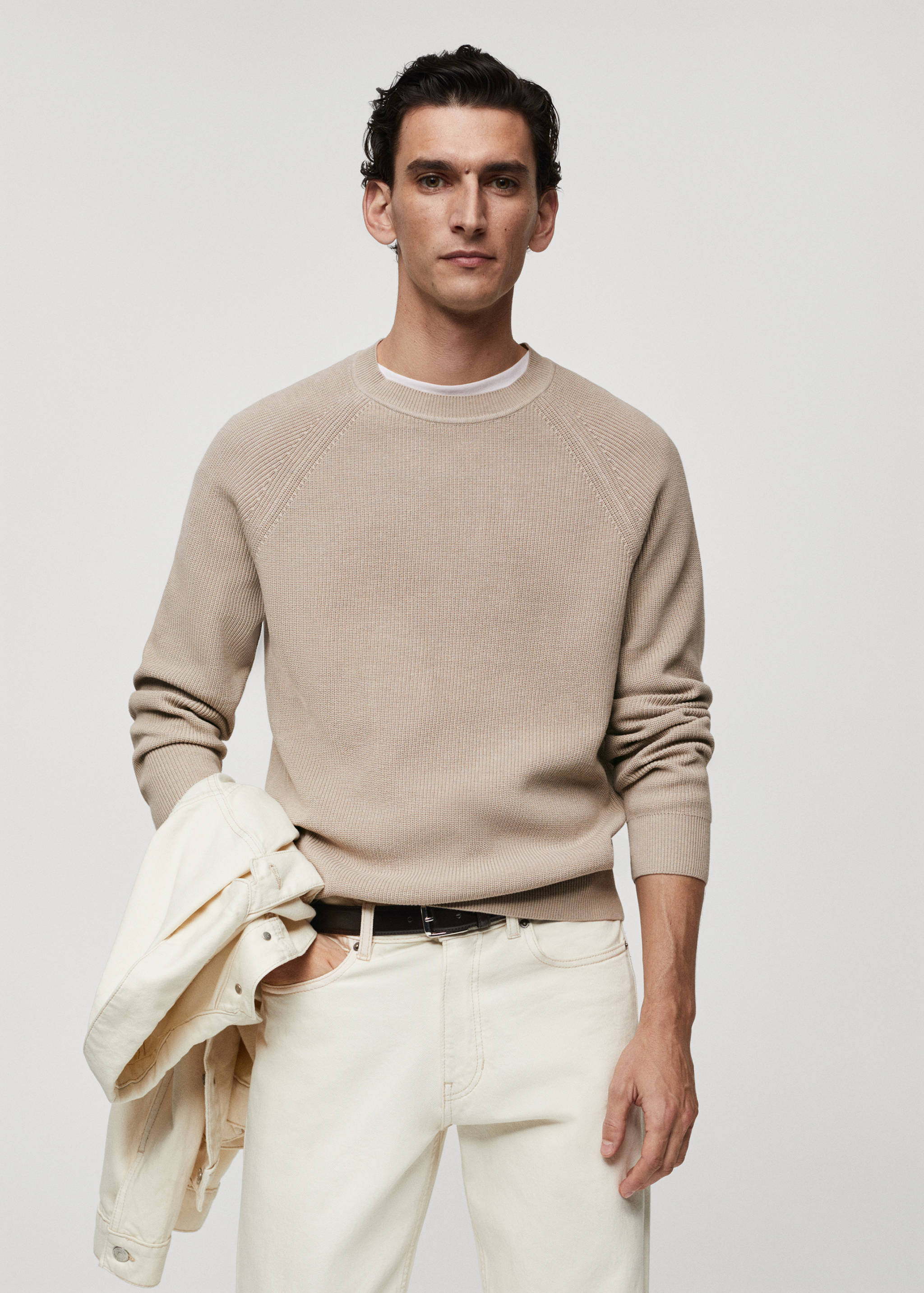 Ribbed round-neck sweater - Medium plane