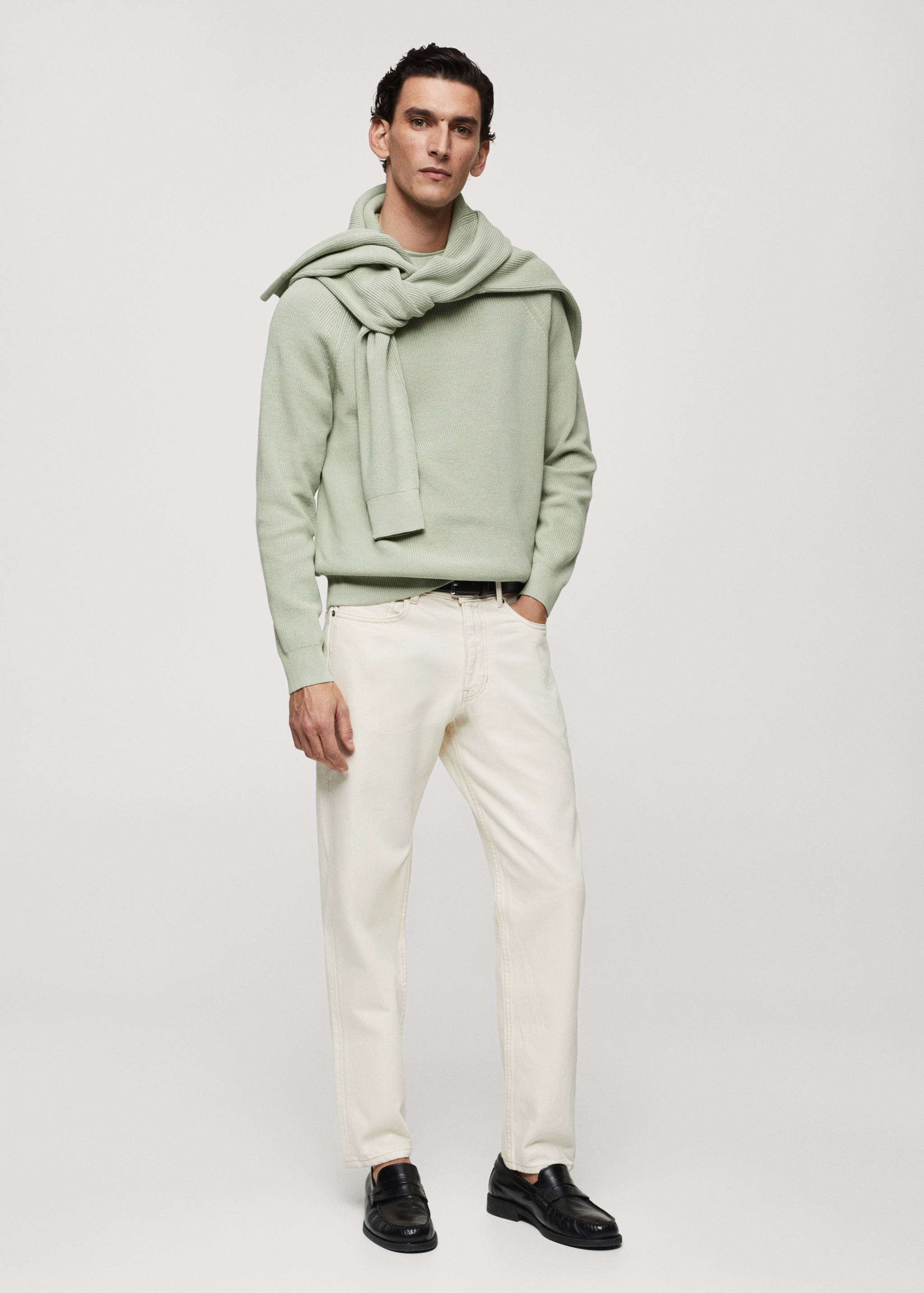 Pull-over maille côtelée col rond - Plan général