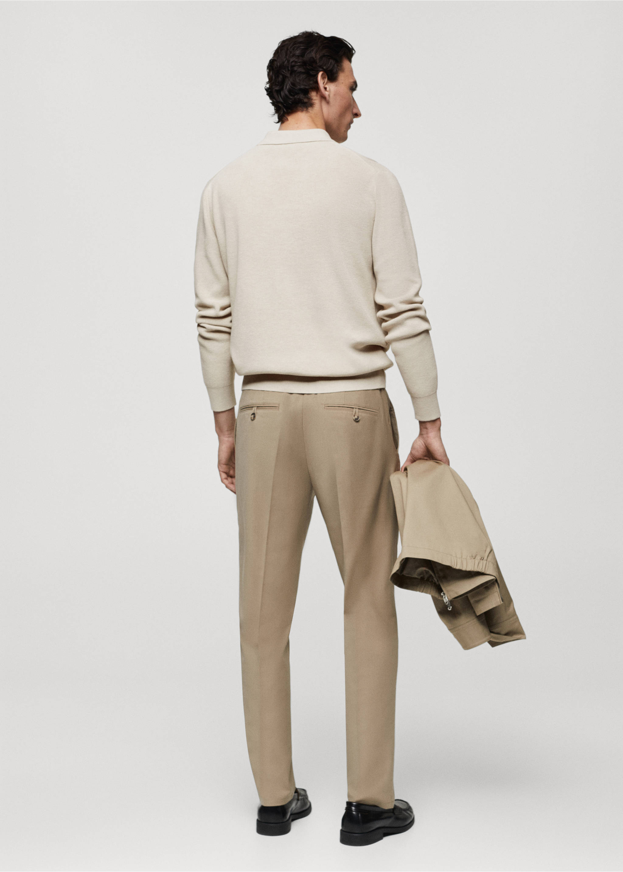 Polo maille côtelée - Verso de l’article, Gris glacé. Ref: 67014453-00.