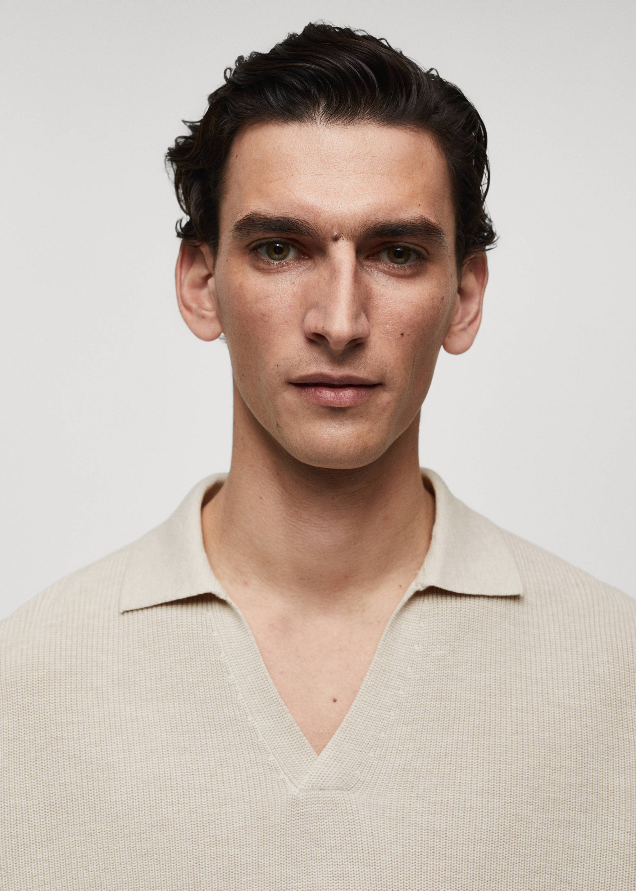 Polo maille côtelée - Détail de l'article 1, Gris glacé. Ref: 67014453-00.