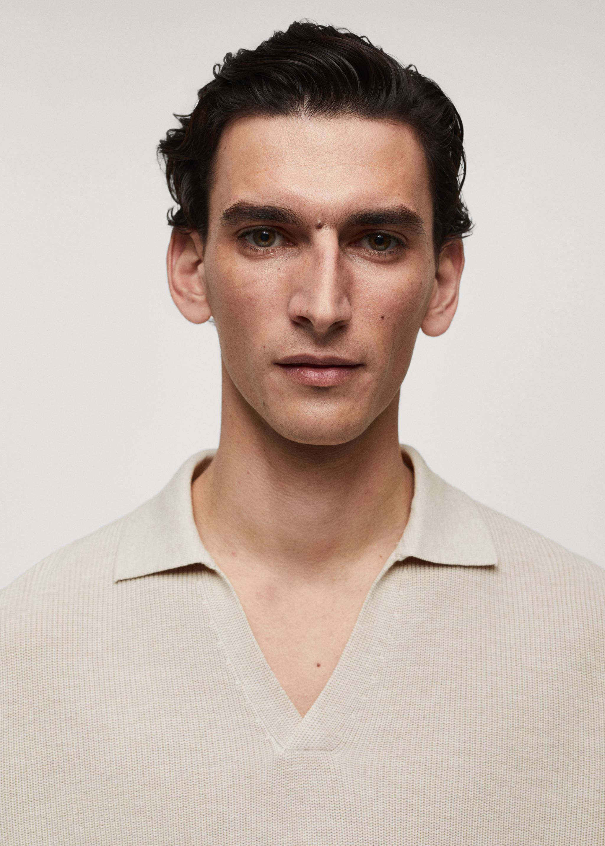 Ribbed knit polo shirt - Details of the article 1