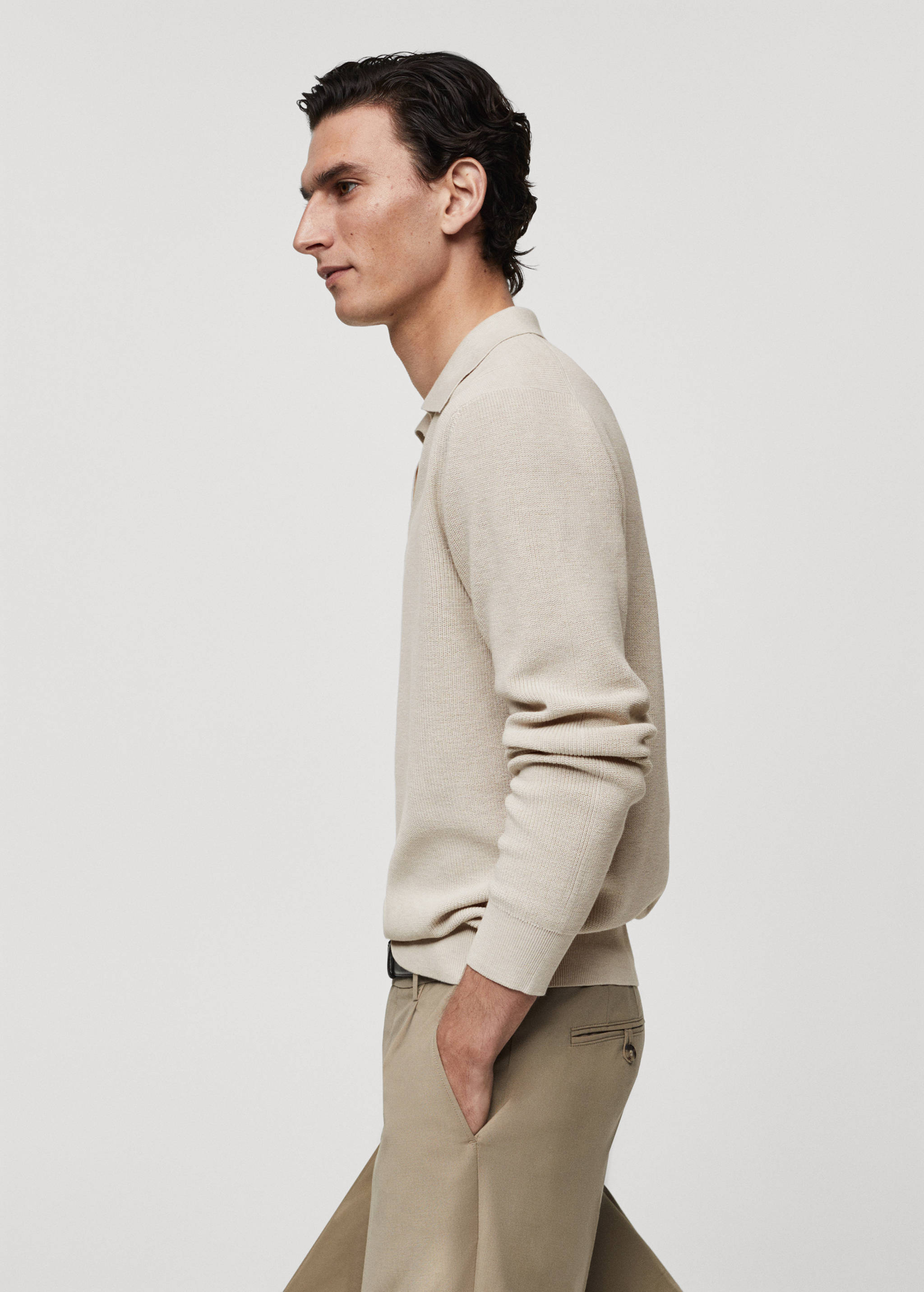 Ribbed knit polo shirt - Details of the article 2