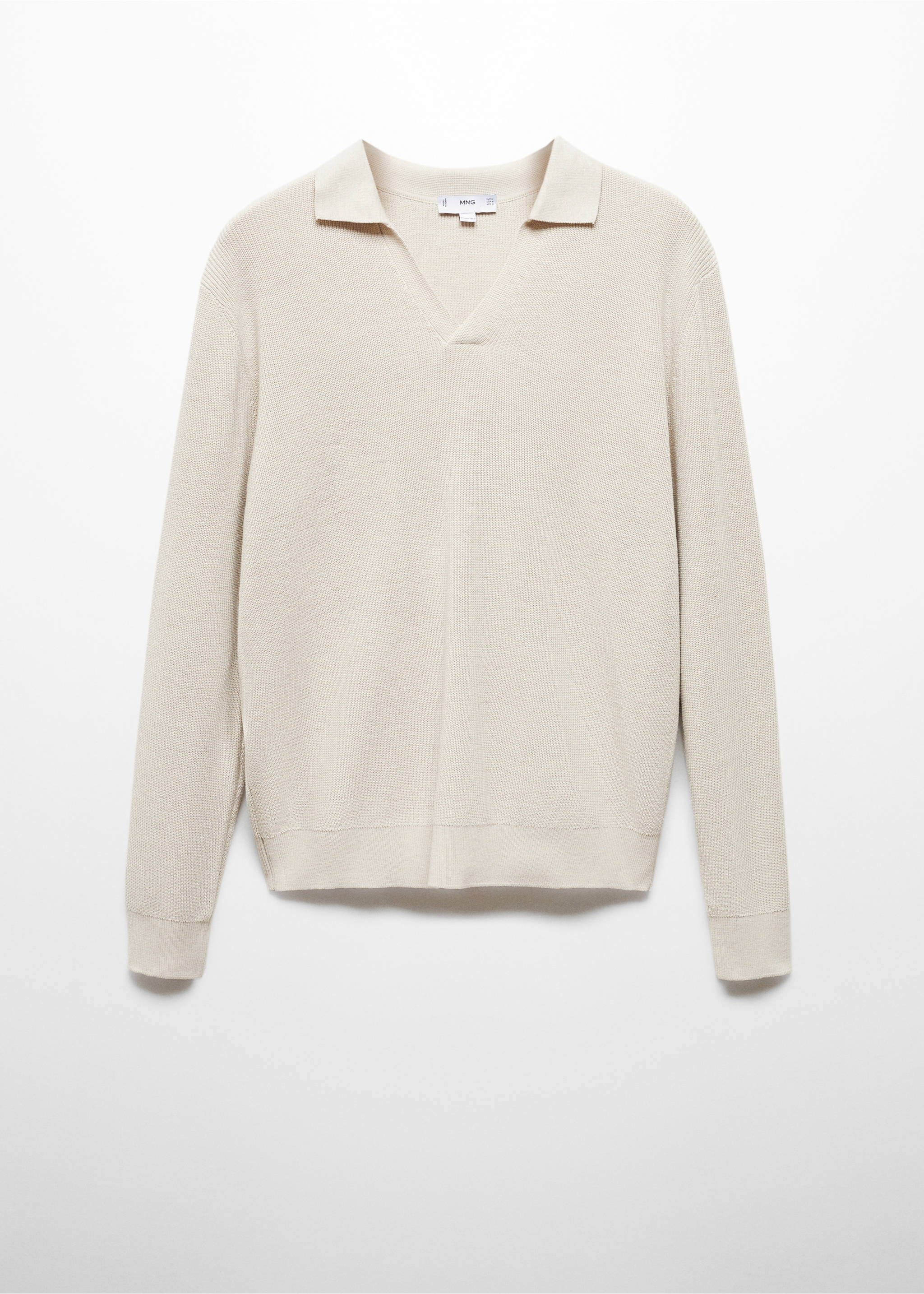 Ribbed knit polo shirt - Article without model, Ice Grey. Ref: 67014453-00.