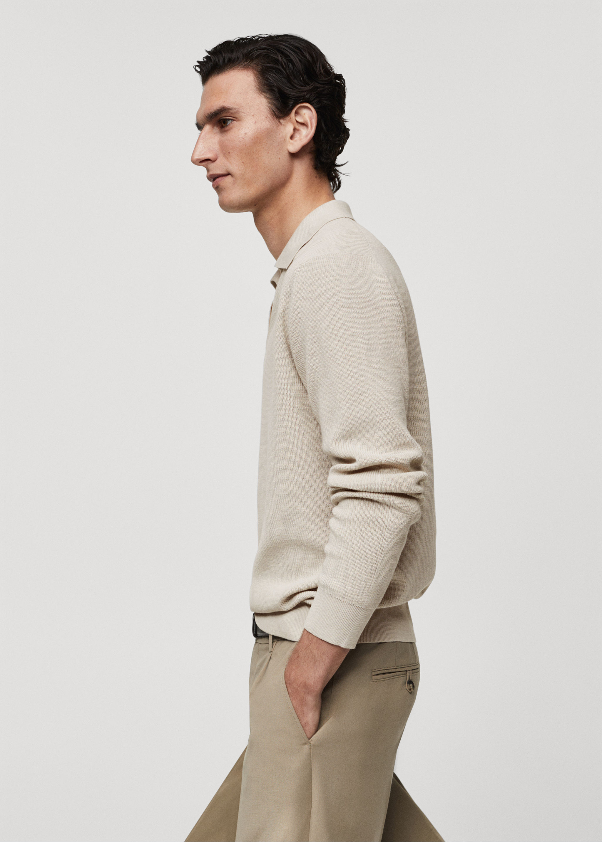 Ribbed knit polo shirt - Details of the article 2