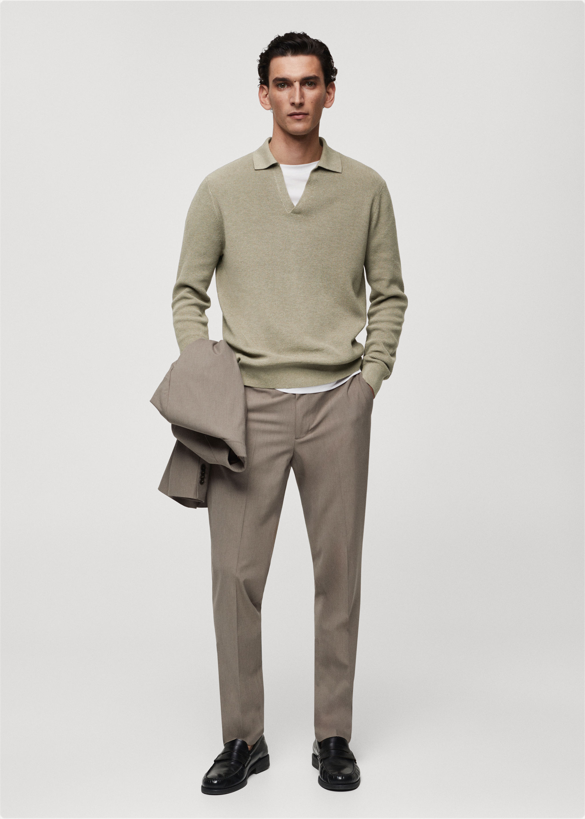 Ribbed knit polo shirt - General plane