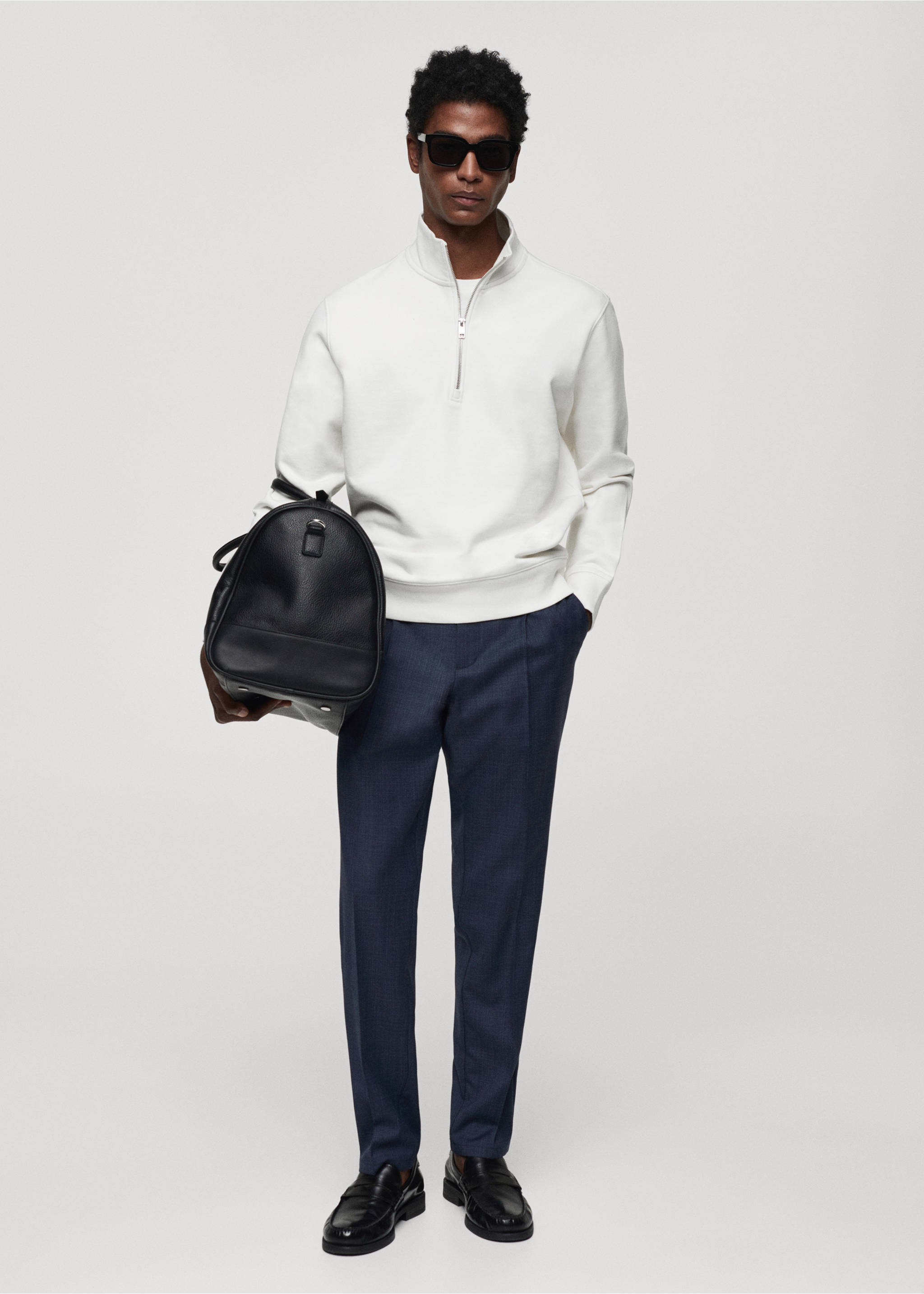 Sweat-shirt coton zip - Plan général, Écru. Ref: 67014462-00.