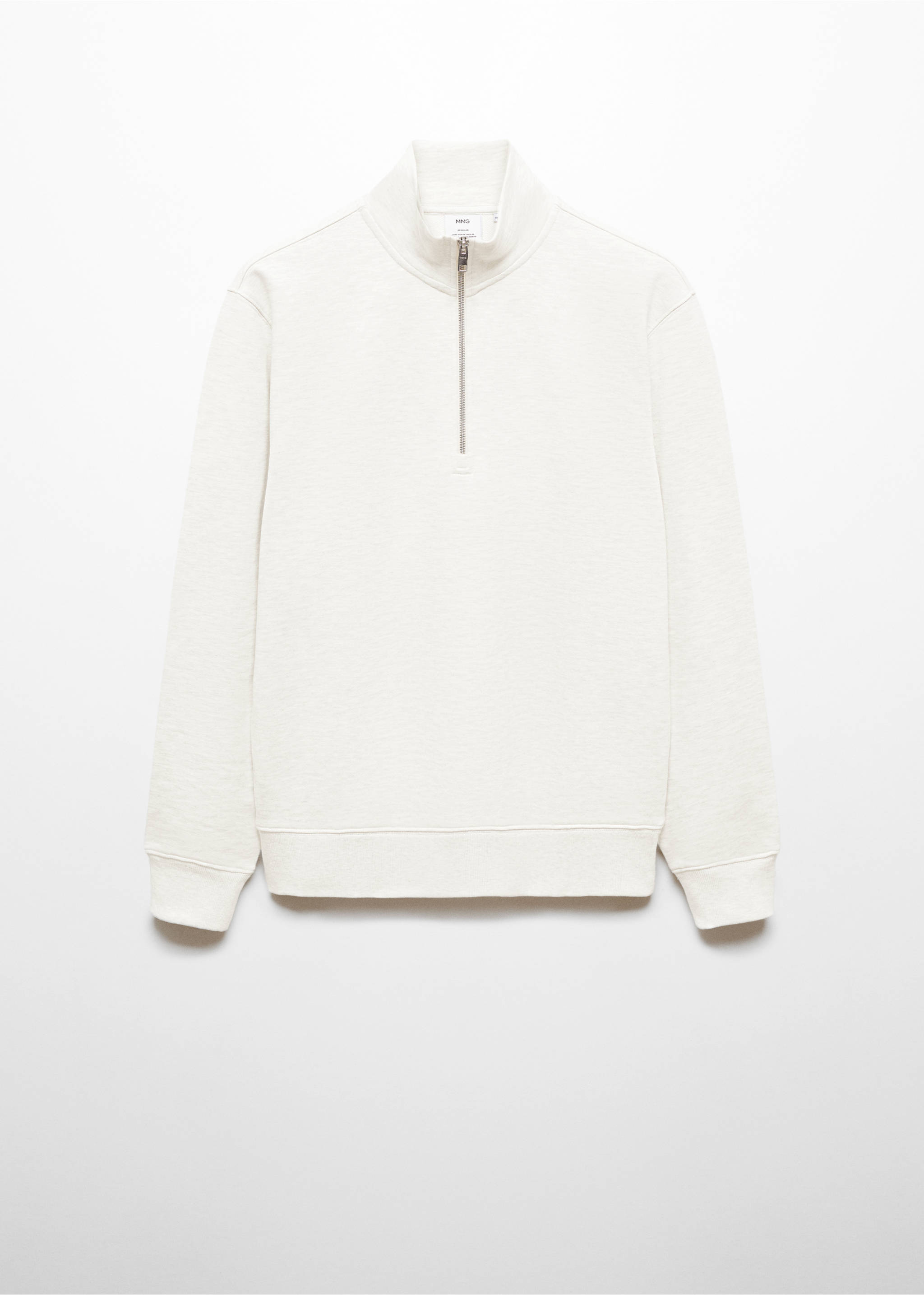 Sweat-shirt coton zip - Article sans modèle, Écru. Ref: 67014462-00.