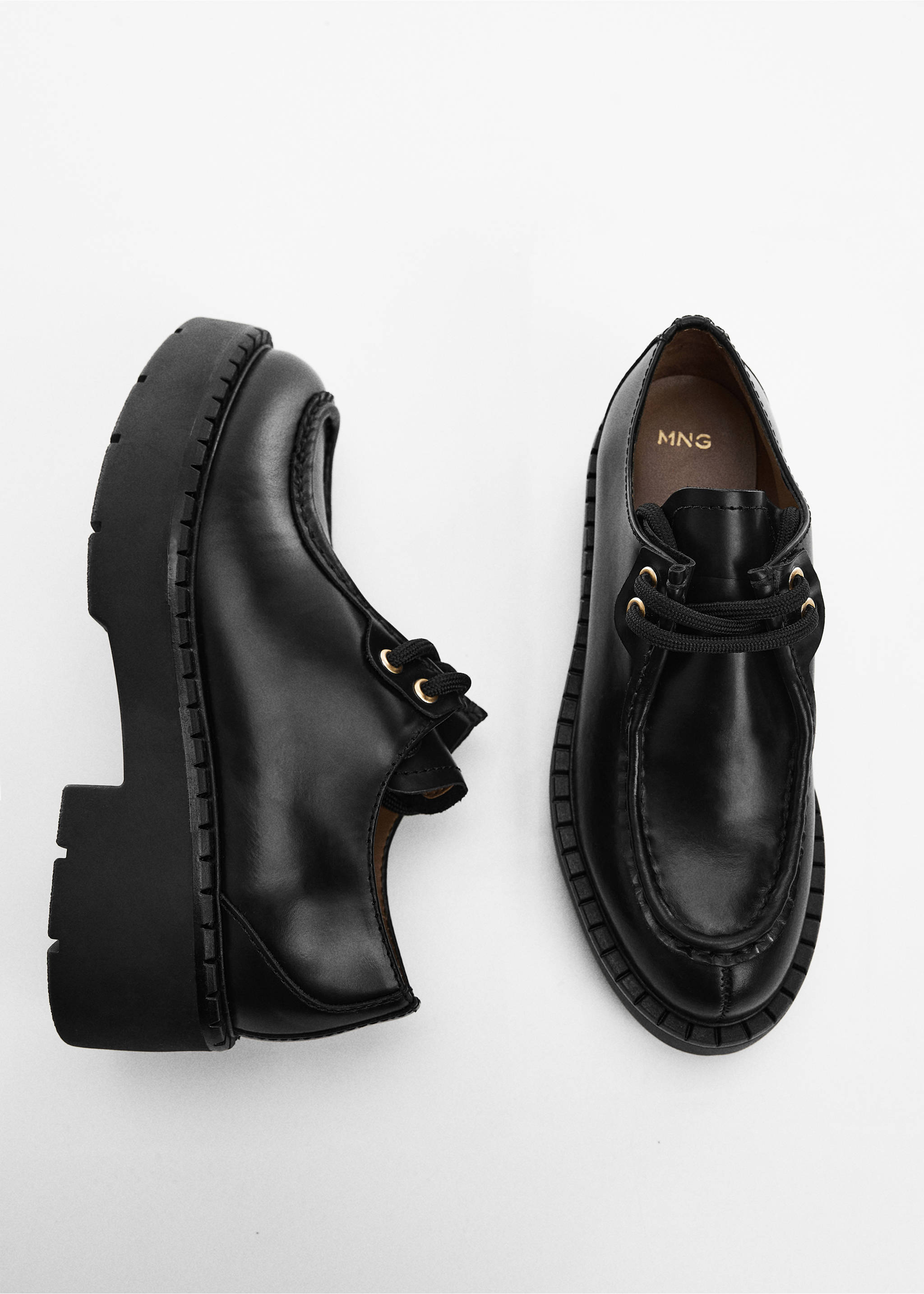 Lace-up leather shoes - Details of the article 5, Black. Ref: 67014481-00.