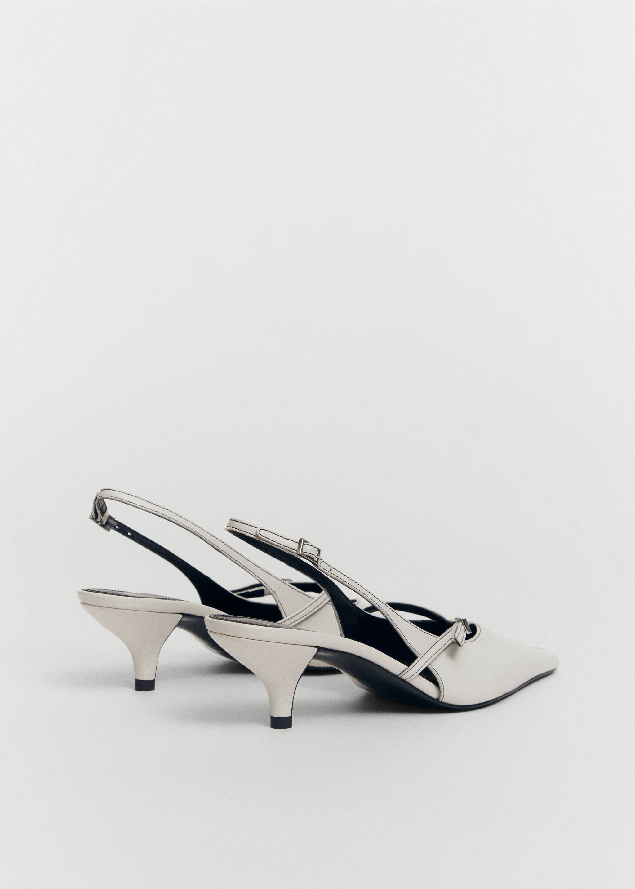 Leather heeled slingback shoes with buckles - Details of the article 1, White. Ref: 67014482-00.