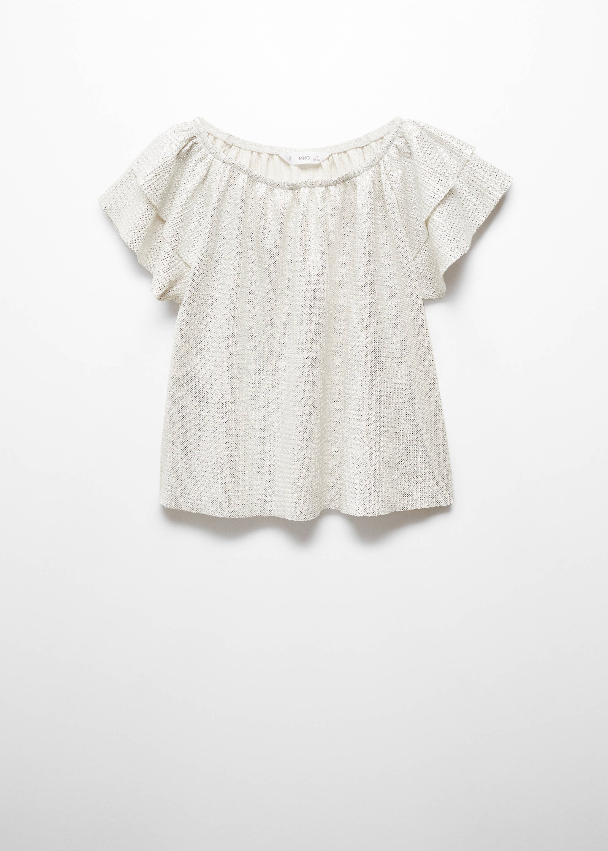 Shiny textured t-shirt - Article without model, Silver. Ref: 67014774-00.